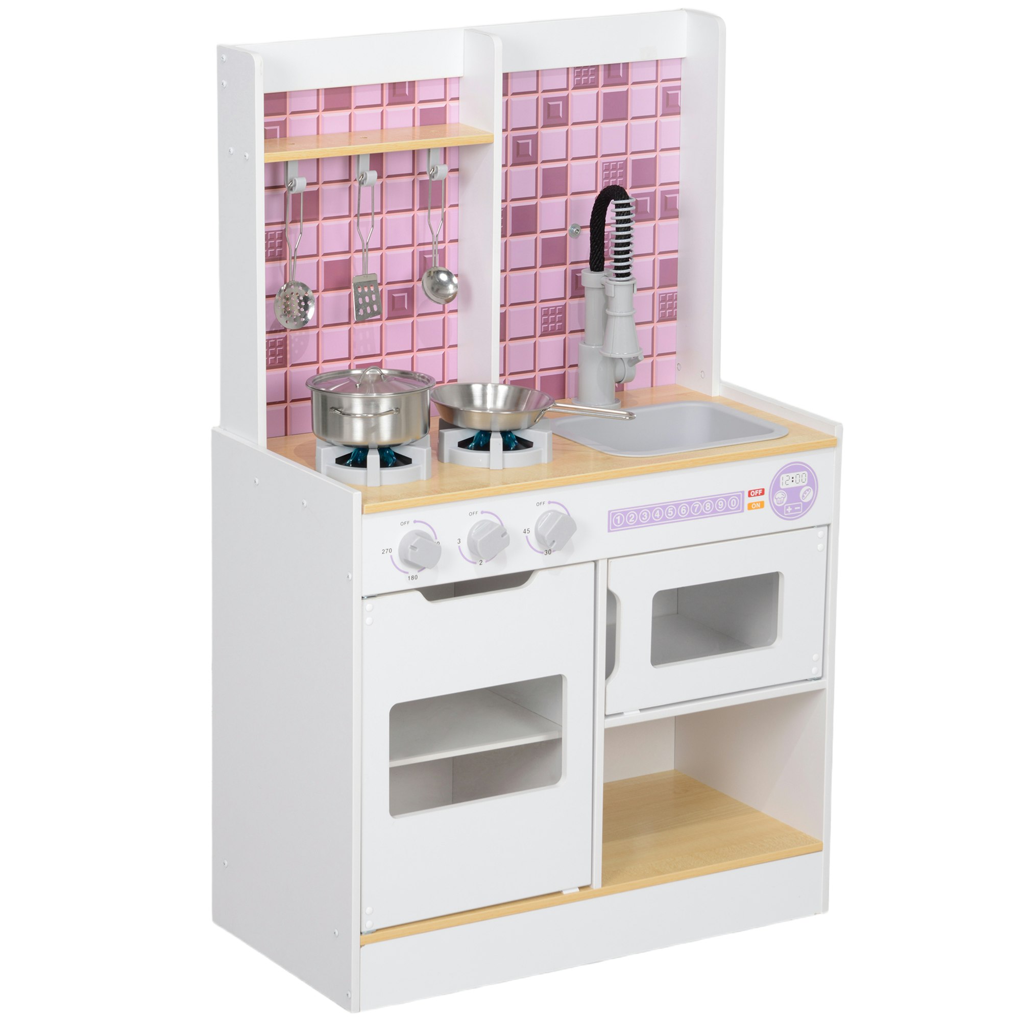 Aiyaplay White Kids Play Kitchen, Pretend Play Kitchen For Ages 3+, - Kids Kitchen Playset 56L X Size 32W X 90Hcm