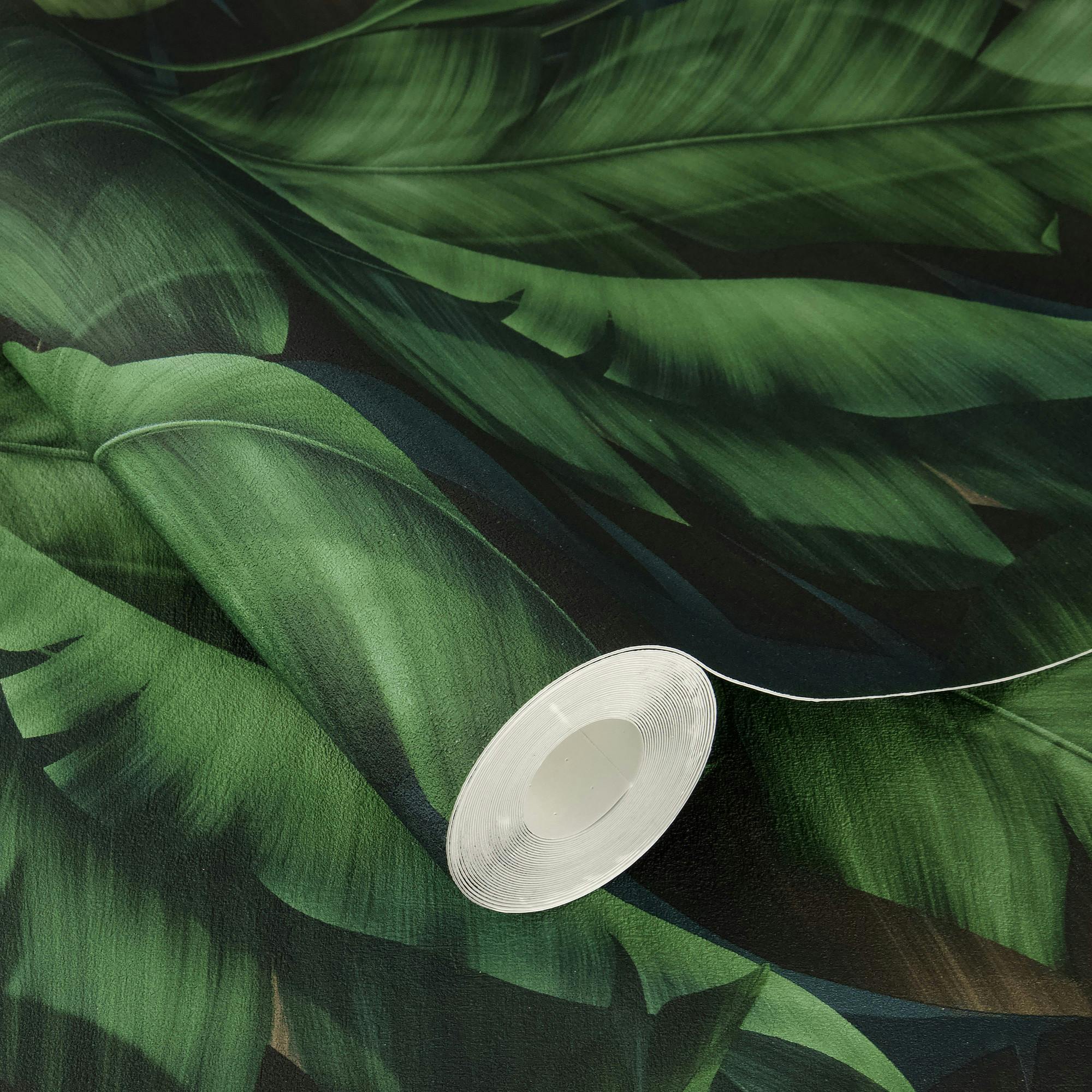 Rasch X Tesa Green Rio Jungle Leaves Self Adhesive Peel And Stick Textured Wallpaper,