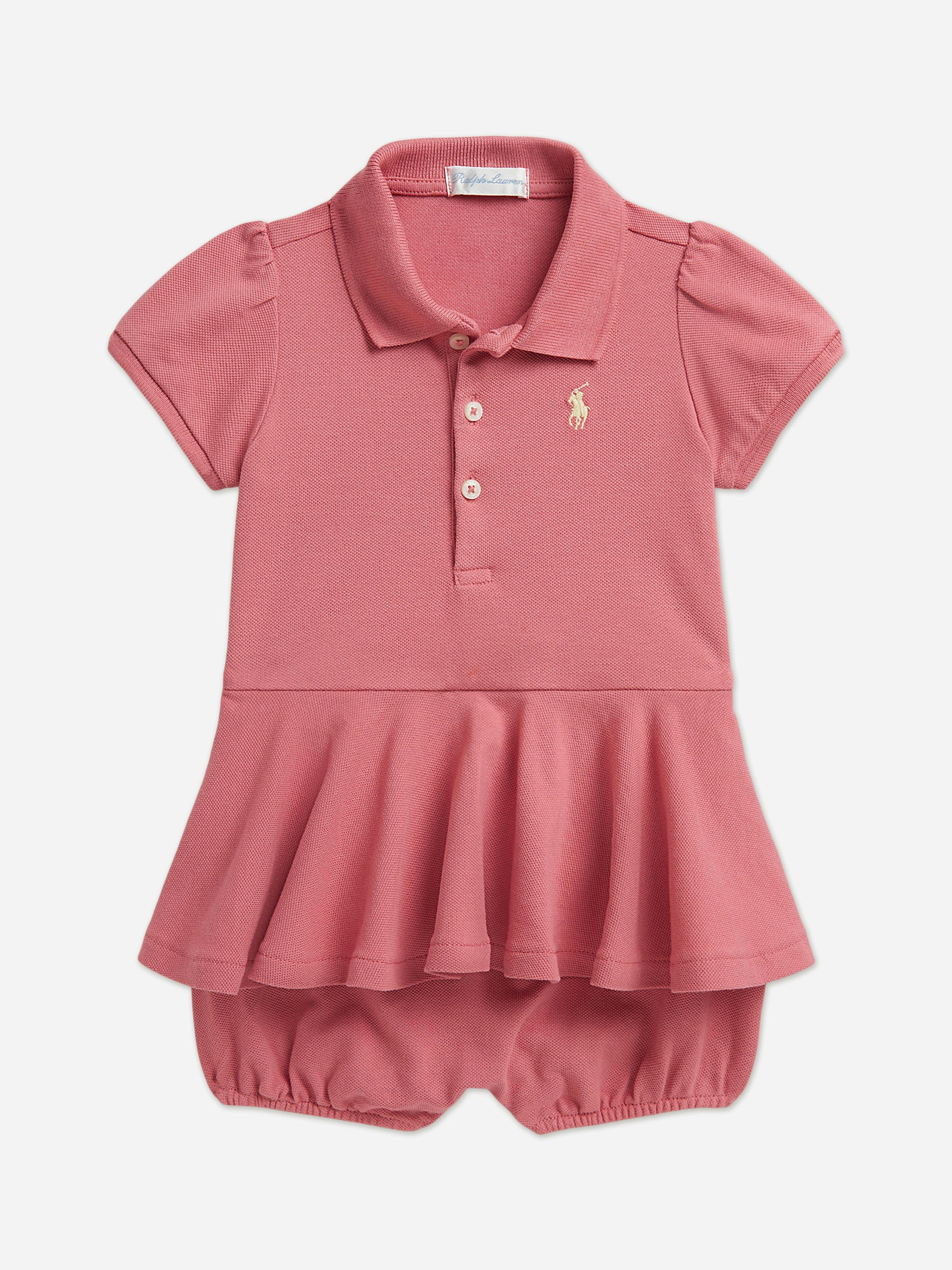 Ralph Lauren Kids Girls Pink Ralph Lauren Baby Peplum Romper In - 6 Mths