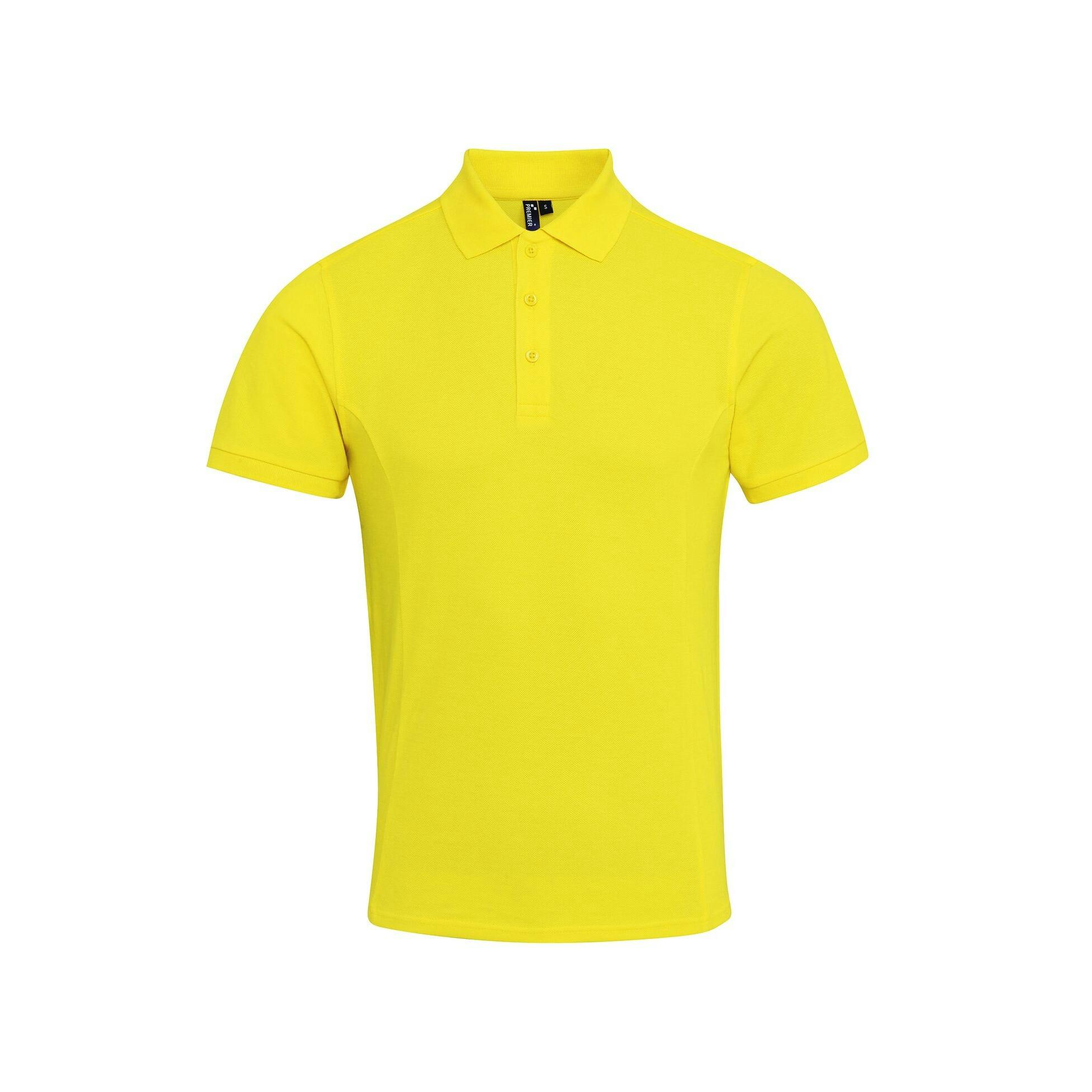 Premier (Xl, Yellow) Mens Coolchecker Plus Pique Polo With Coolplus - Image 3