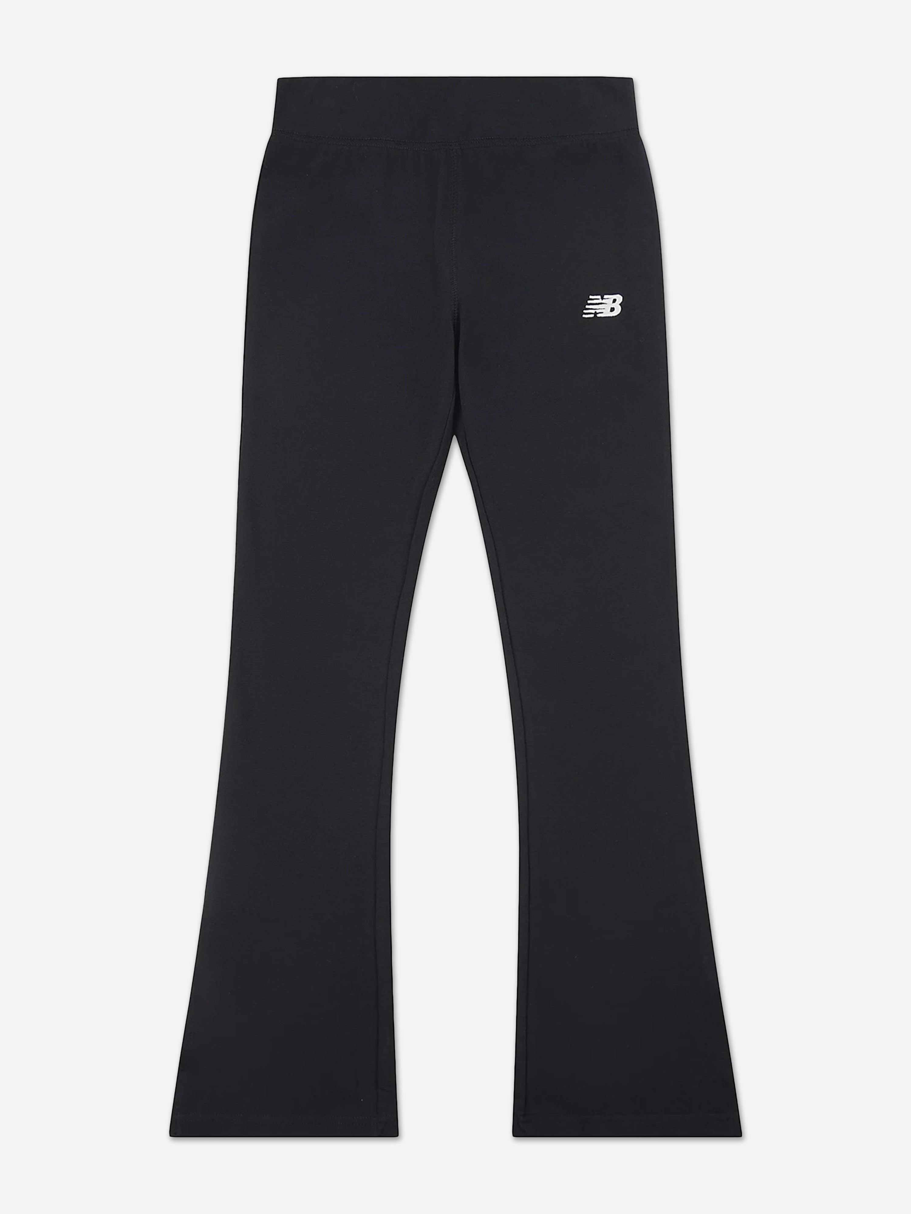 New Balance Girls Black Small Logo Flare Leggings In - 14 - 15 Yrs