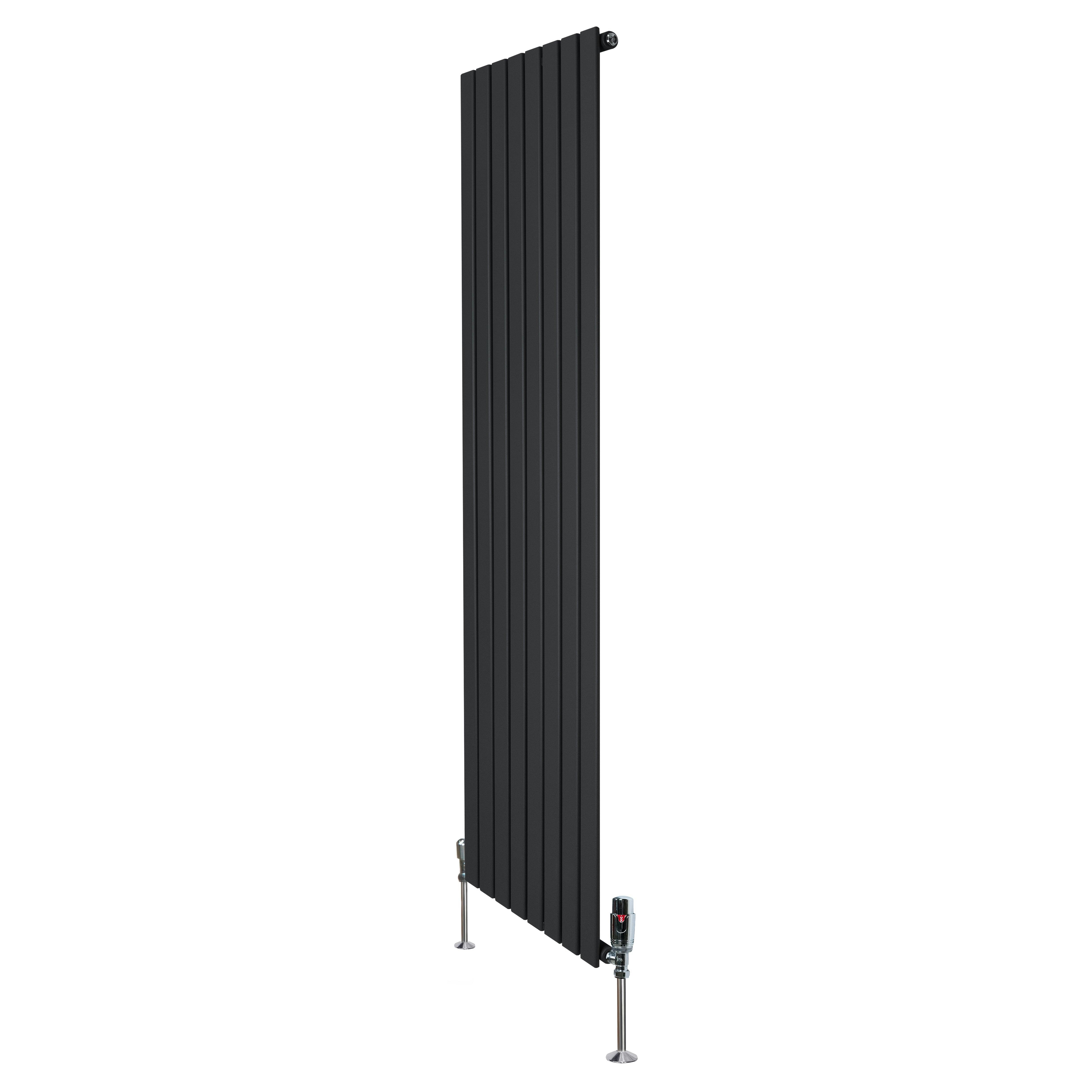 Monstershop Black Flat Single Column Radiator & Valves – 1800Mm X 560Mm –