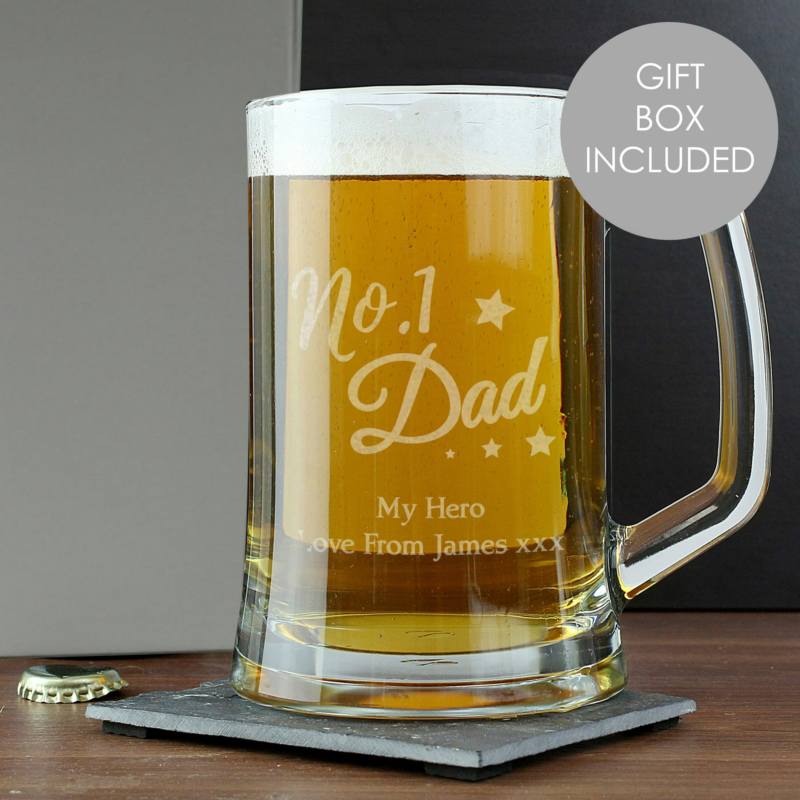 Rackhams Personalised No.1 Dad Glass Pint Stern Tankard