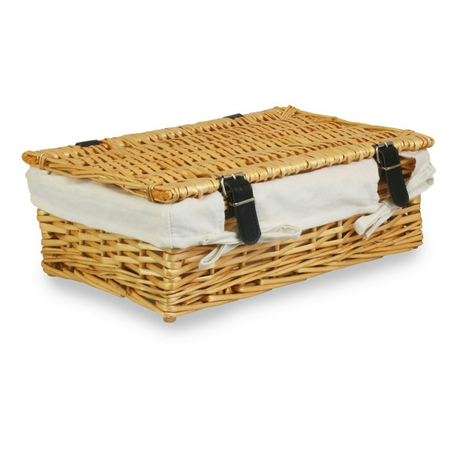 Red Hamper Red/White Hamper 40Cm Split Willow Wicker Rectangular Gift Basket