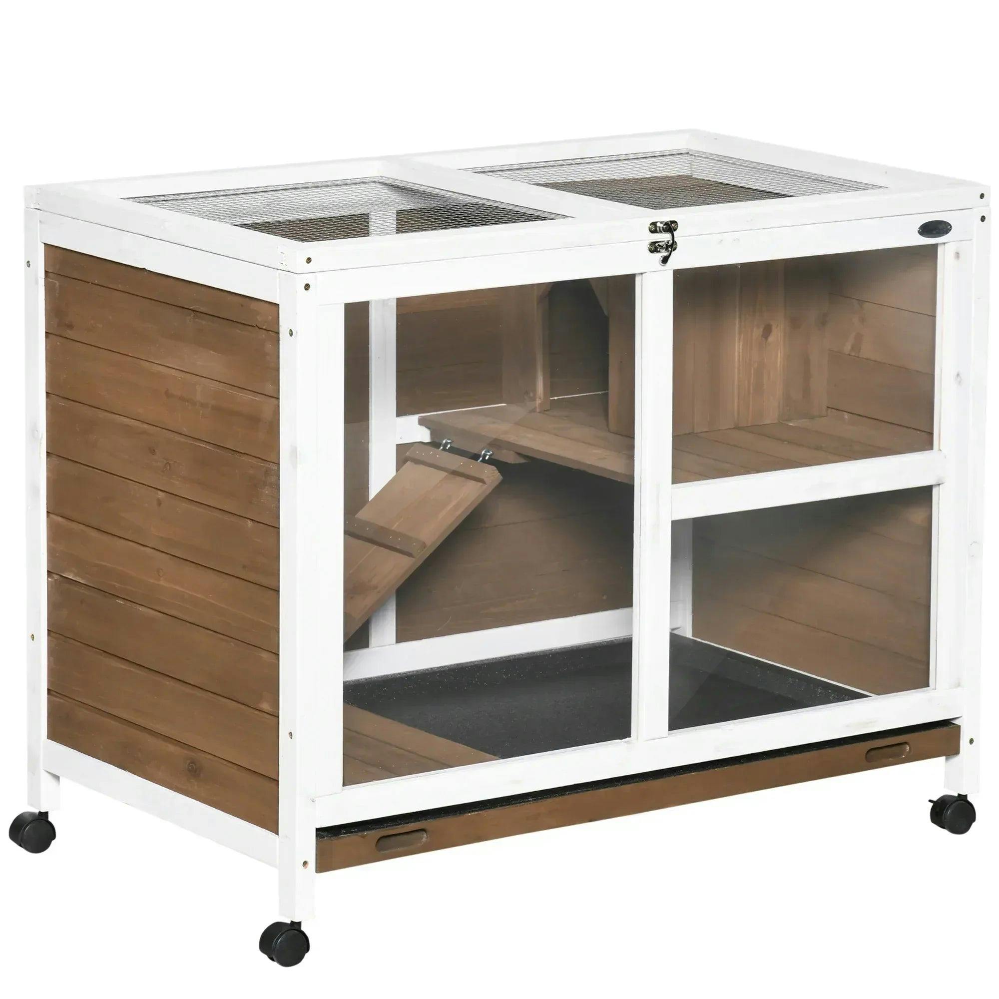 B&Q - Wood Rabbit Hutch Bunny Cage Pet House Indoor W/ Tray RampBrown - Image 6