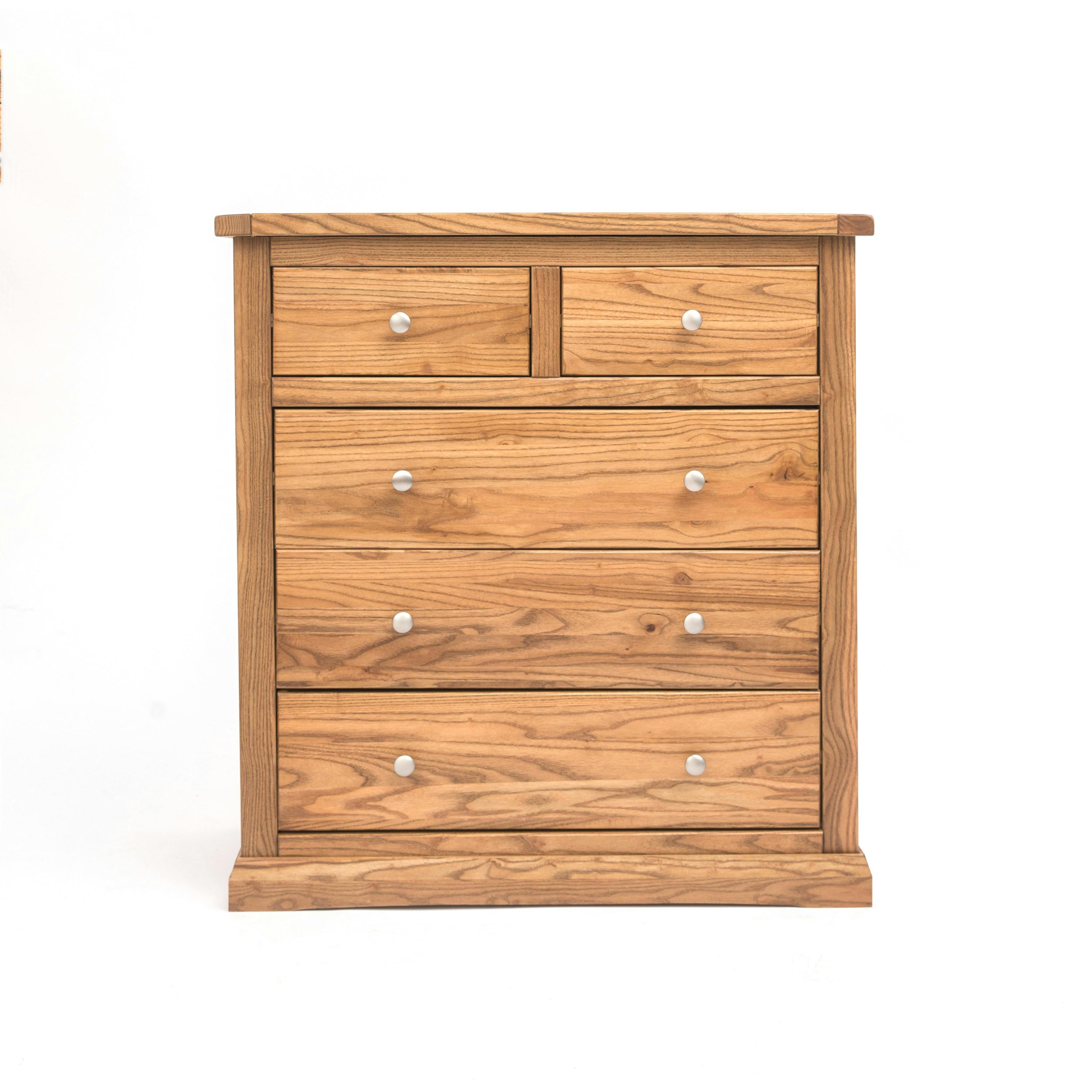 Cabinet Bits Light Salerno 5 Drawer Chest Of Drawers Chrome Knob - Natural