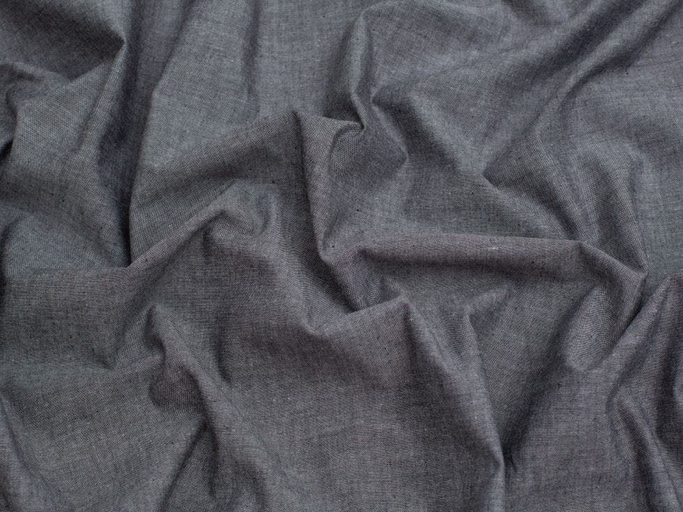 Minerva Black Core Range Yarn Dyed Cotton Chambray Fabric - Plain Design Dressmaking Fabric, 144 Cm / 57" Wide - Per Metre