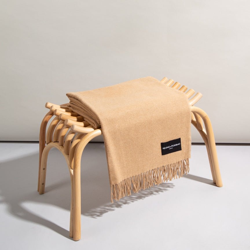 Heating & Plumbing London Brown/Black Love Stories - 100% Cashmere Blanket - Toasted Oats
