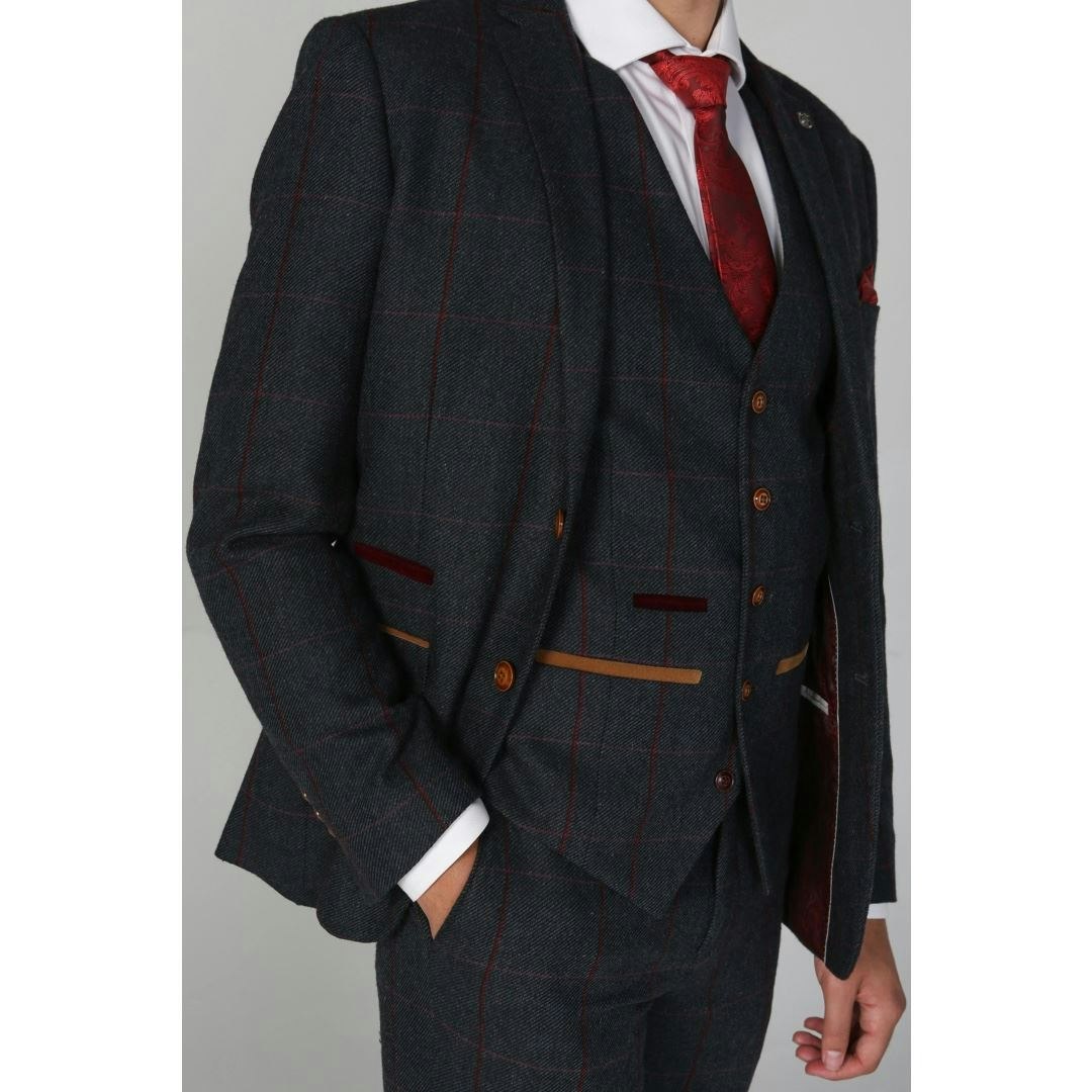 Paul Andrew Men's Blue Madrid - Tweed Waistcoat - 52
