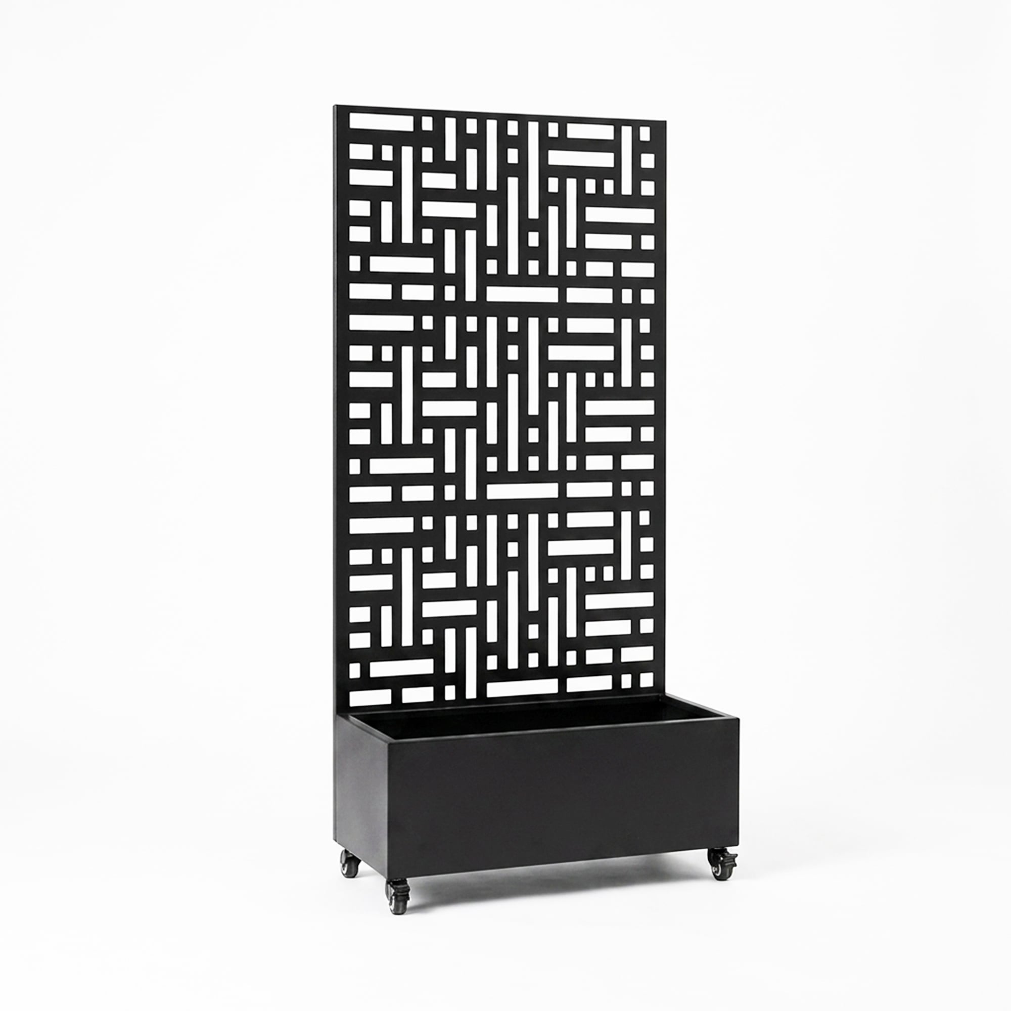 Rackhams Black Metal Indoor/Outdoor Privacy Screen With Plant Pot - 90Cm X 180Cm