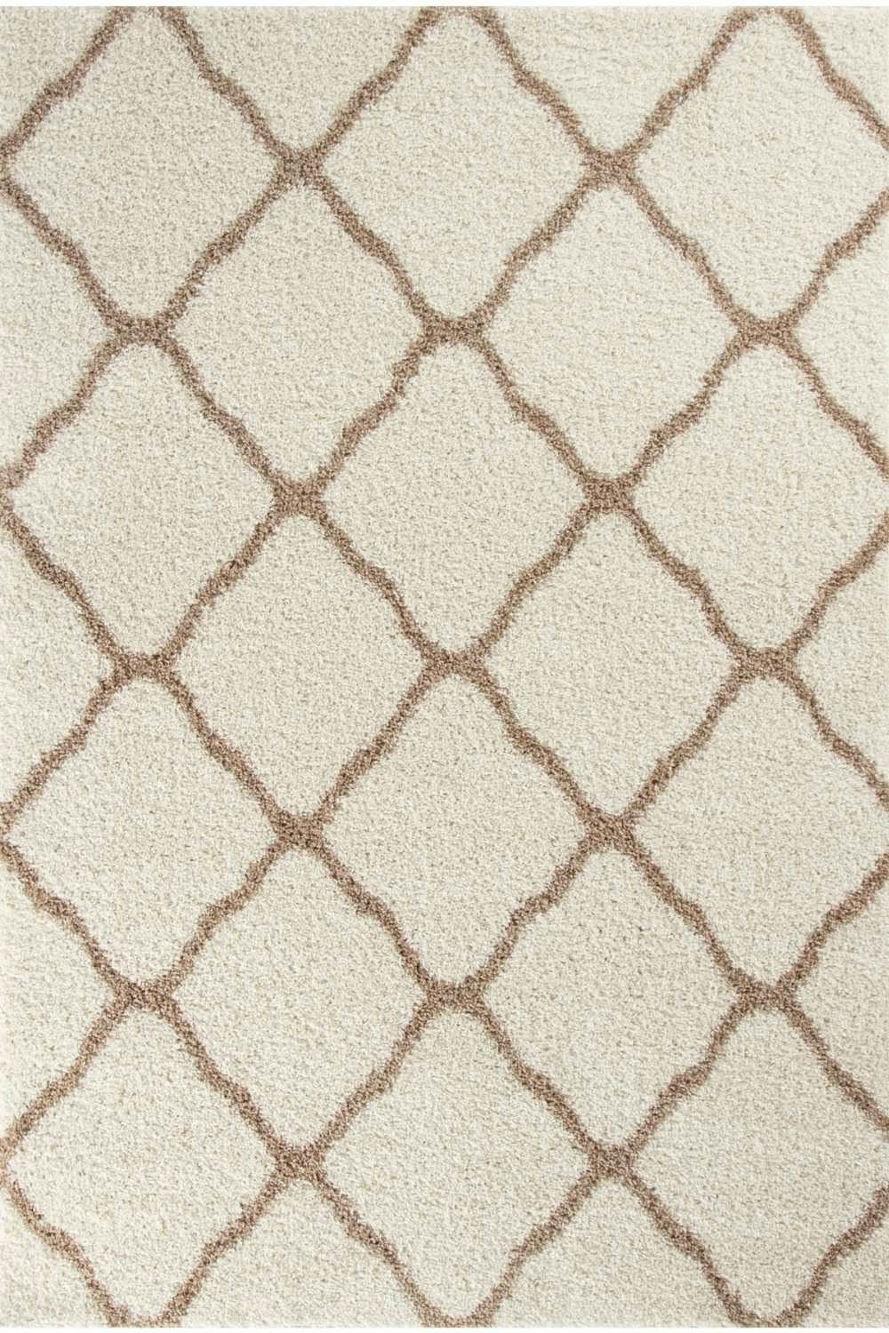 The Rugs Ivory Moroccan Shaggy Rug | 730 - 80X150 Cm