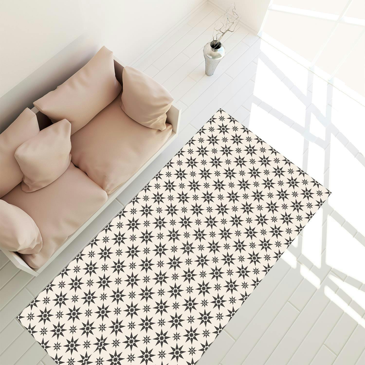 Rackhams Grey Wfm6122 - Alabaster And Pebble Granada Heritage Tiles Rug Mat 120Cm X 60 Cm