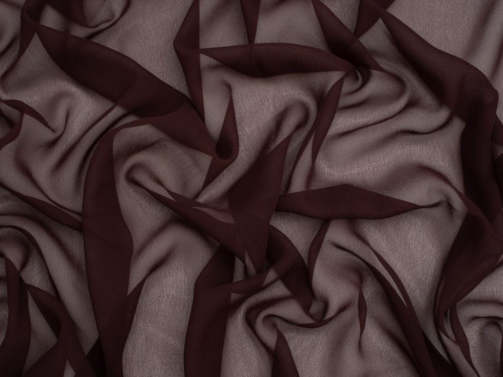 Minerva Core Range Light Minerva Sheer Chiffon Fabric - Plain Design Dressmaking Fabric, 110 Cm / 44" Wide - Per Metre - Mahogany