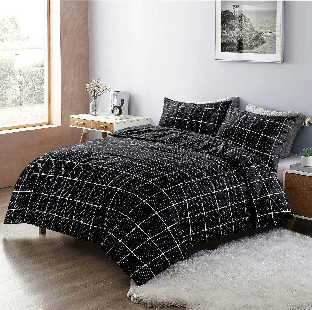 Rackhams Black Mateo Reversible Stripes And Dots Duvet Cover Set - King