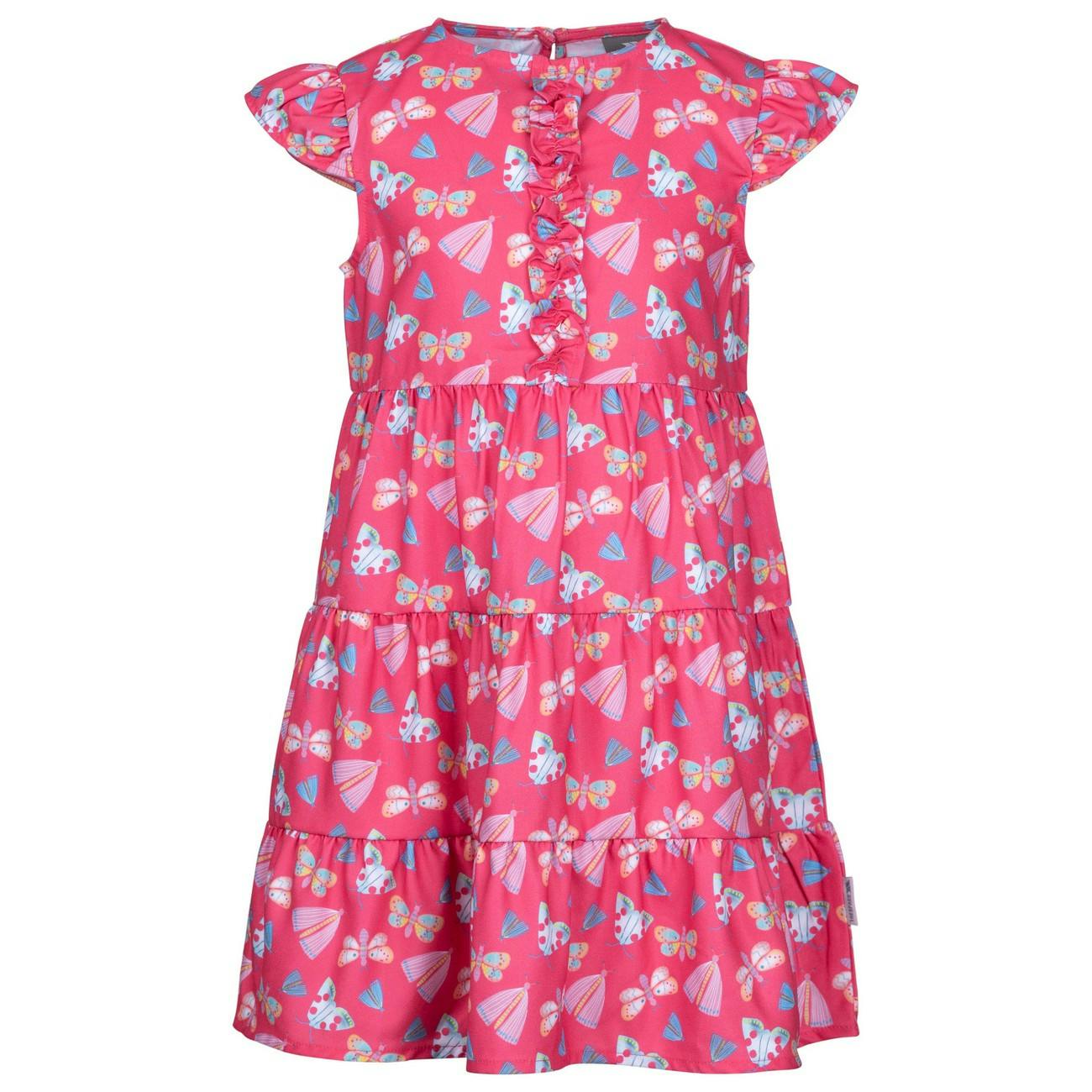 Trespass Girls Subtle Butterflies Casual Dress - Strawberry - 11-12 Years - Strawberry - 100% Polyester