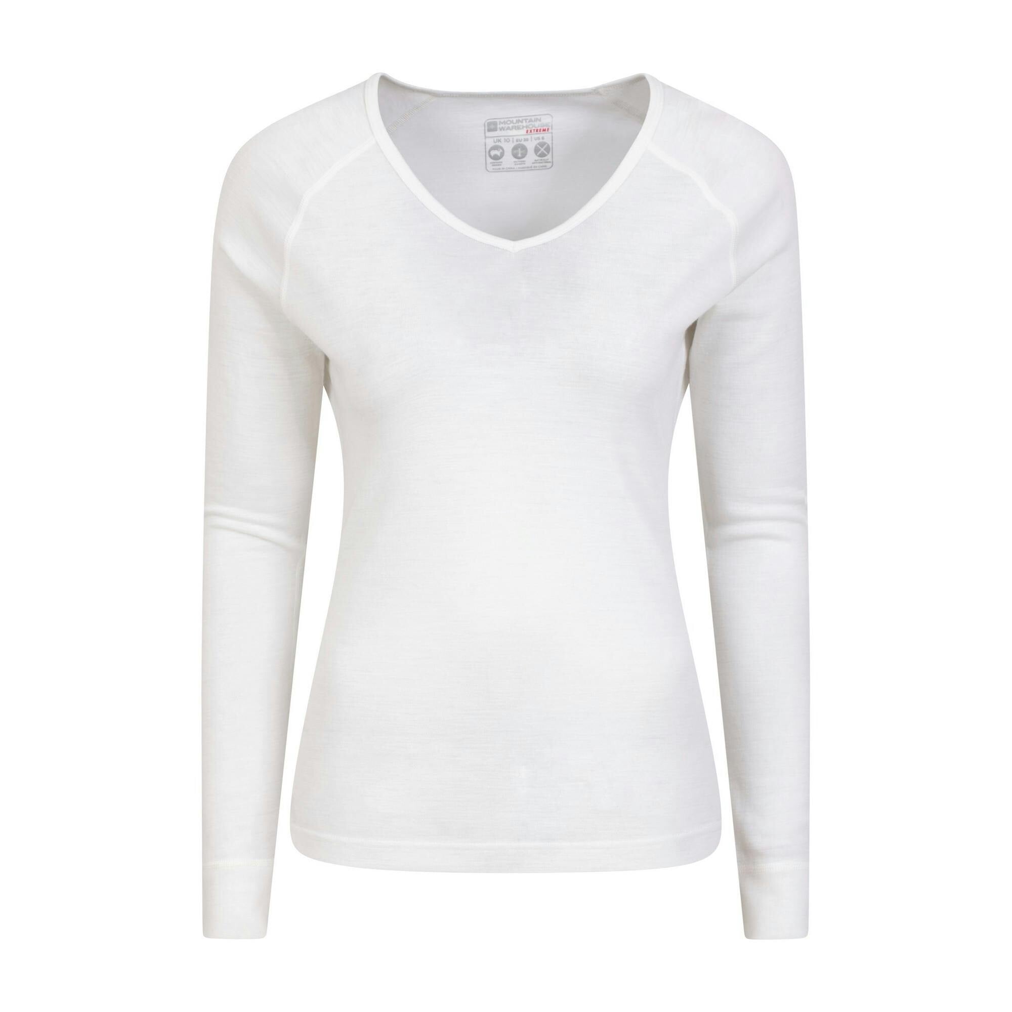 Mountain Warehouse Merino Wool V Neck Long Sleeve Top for Women White Size 22 - Image 2
