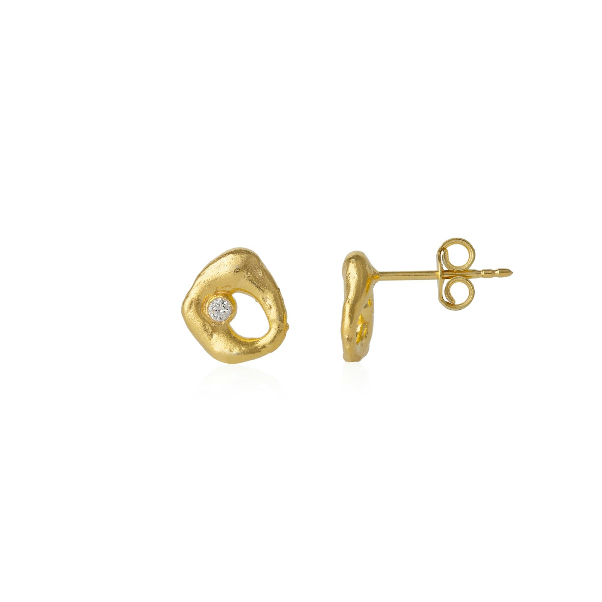 Spero London Silver/Gold Dripping Molten Natural Textured Sterling Authentic Earrings