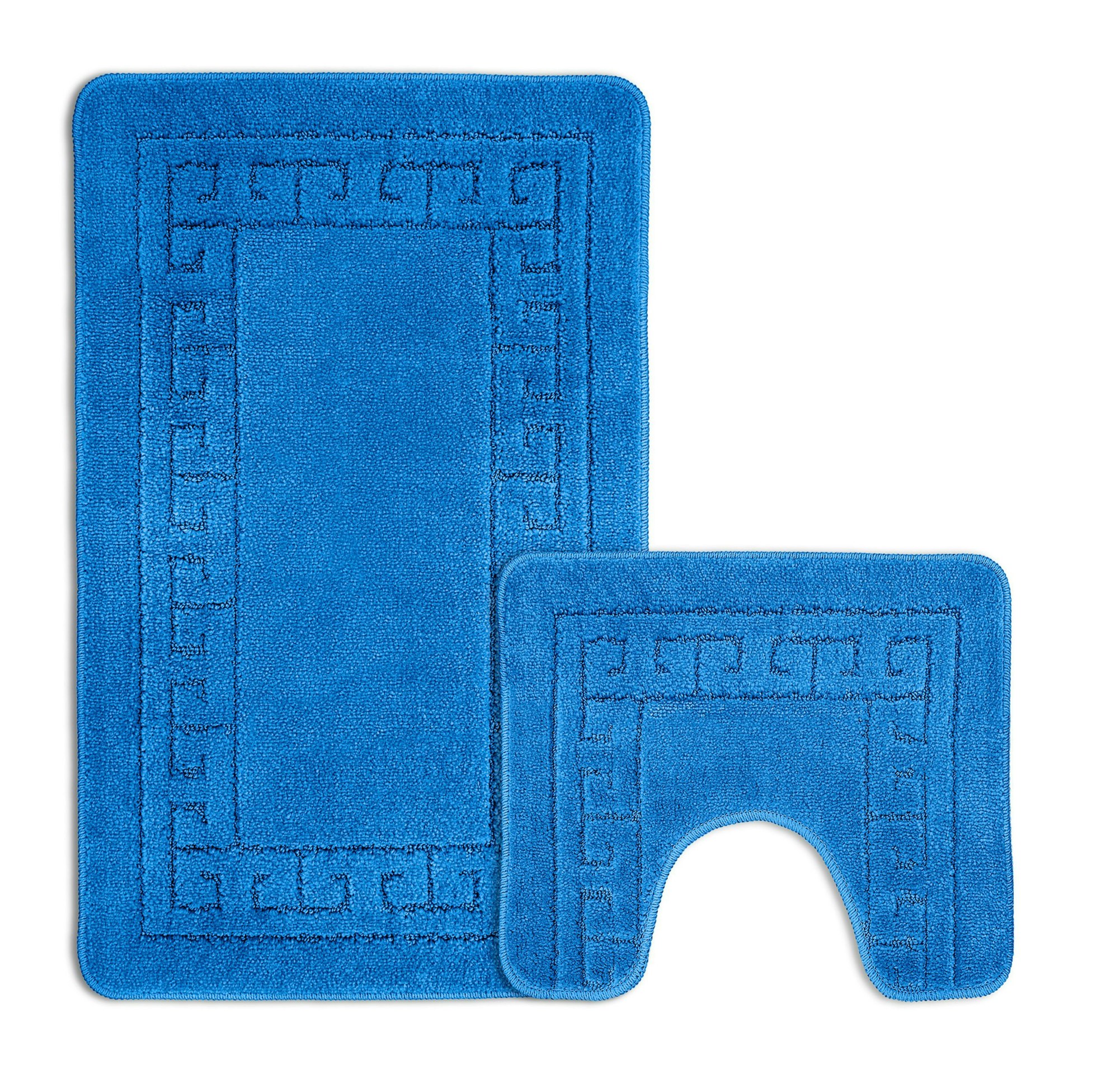Velosso Blue Greek Key Bathmat Set - Antislip