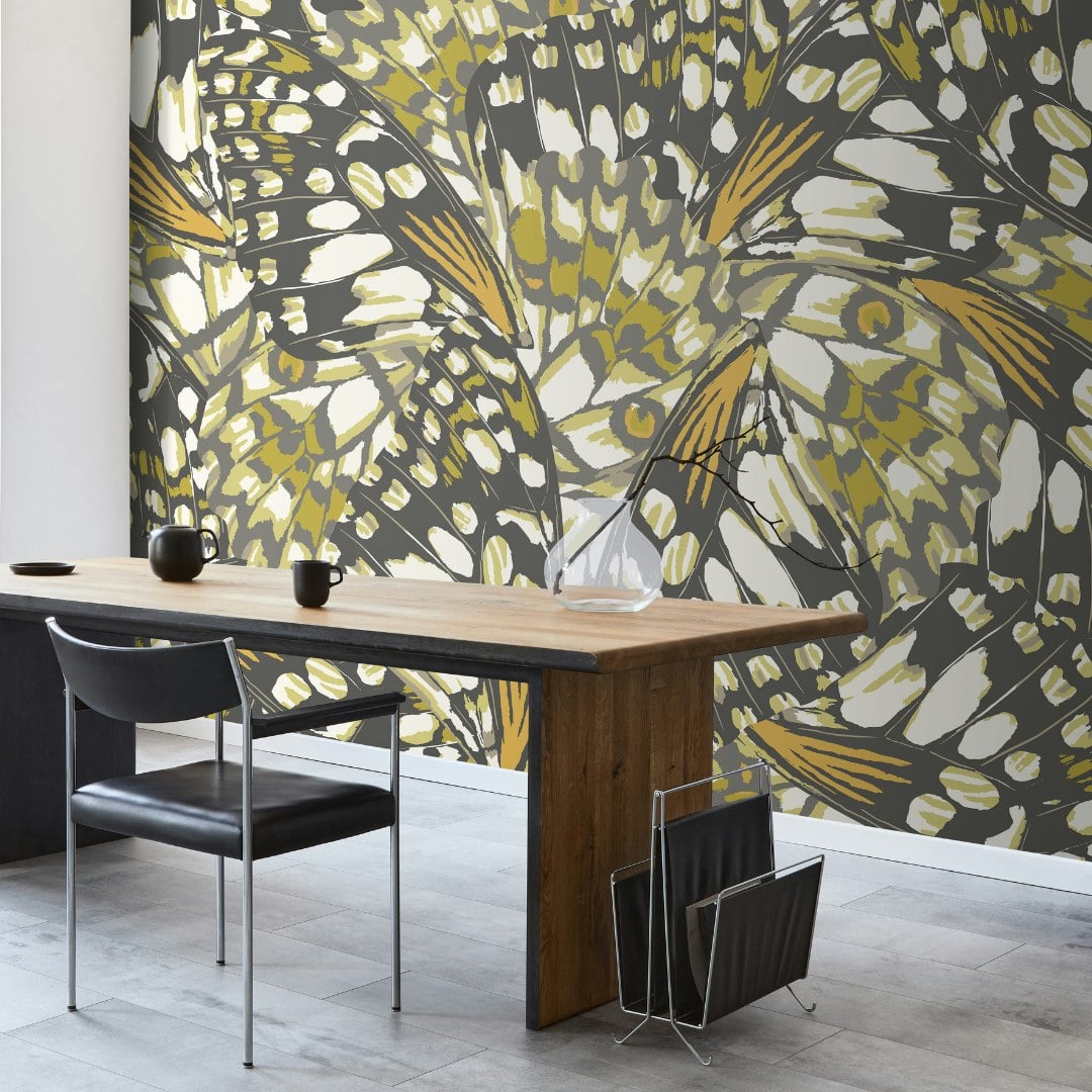 Origin Murals Black/Green Butterfly Wings - And Olive - Medium - W300cm X H240cm