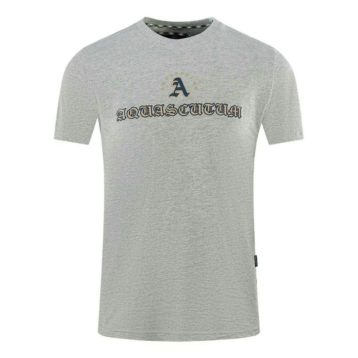 Aquascutum Unisex Grey Adult Script Logo T-Shirt - M - 100% Cotton