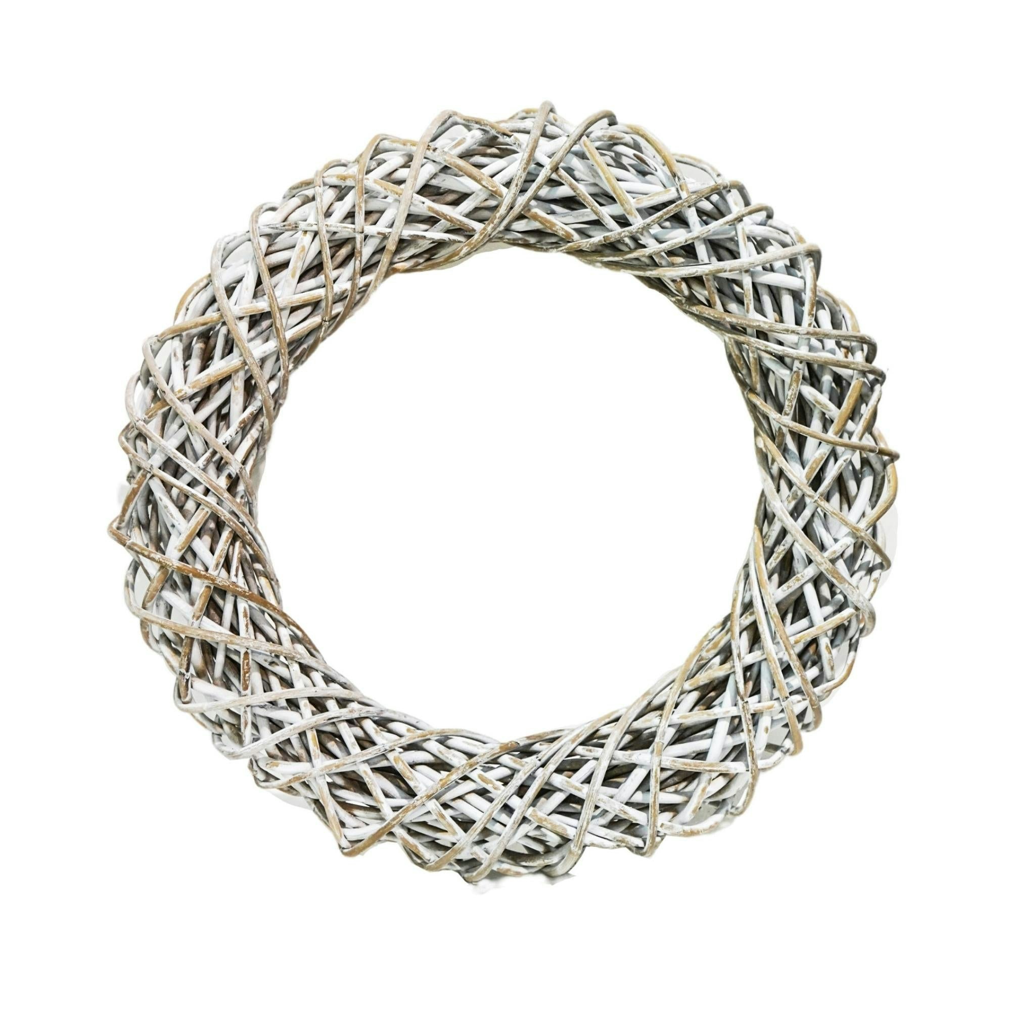 Rackhams White Rattan Wreath - 40Cm