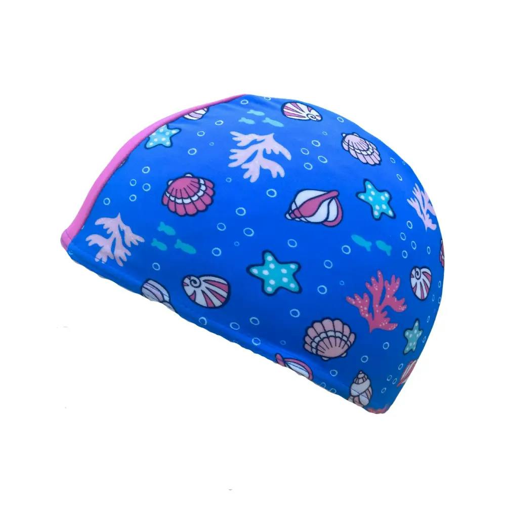 Fashy Pink/Blue Junior Lycra Swim Cap - Multicoloured - Seashells