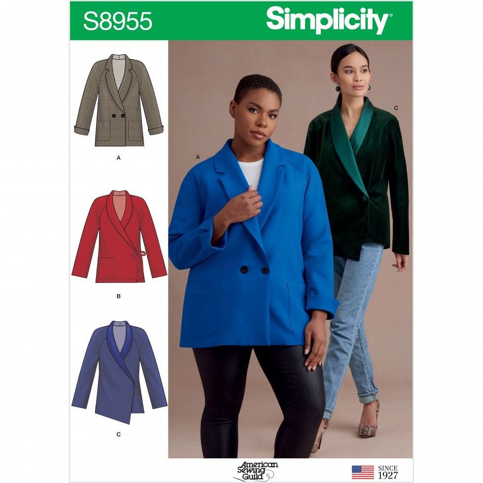 Simplicity Women's Sewing Pattern 8955, Jackets For Bb (20W-22W-24W-26W-28W) - Intermediate - Bb (20W-22W-24W-26W-28W)