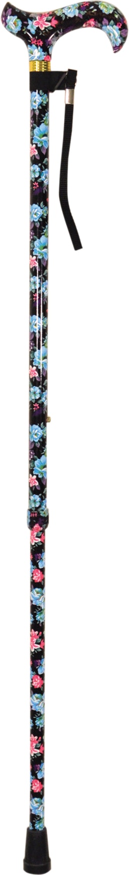 Aidapt Black Deluxe Patterned Walking Cane Floral