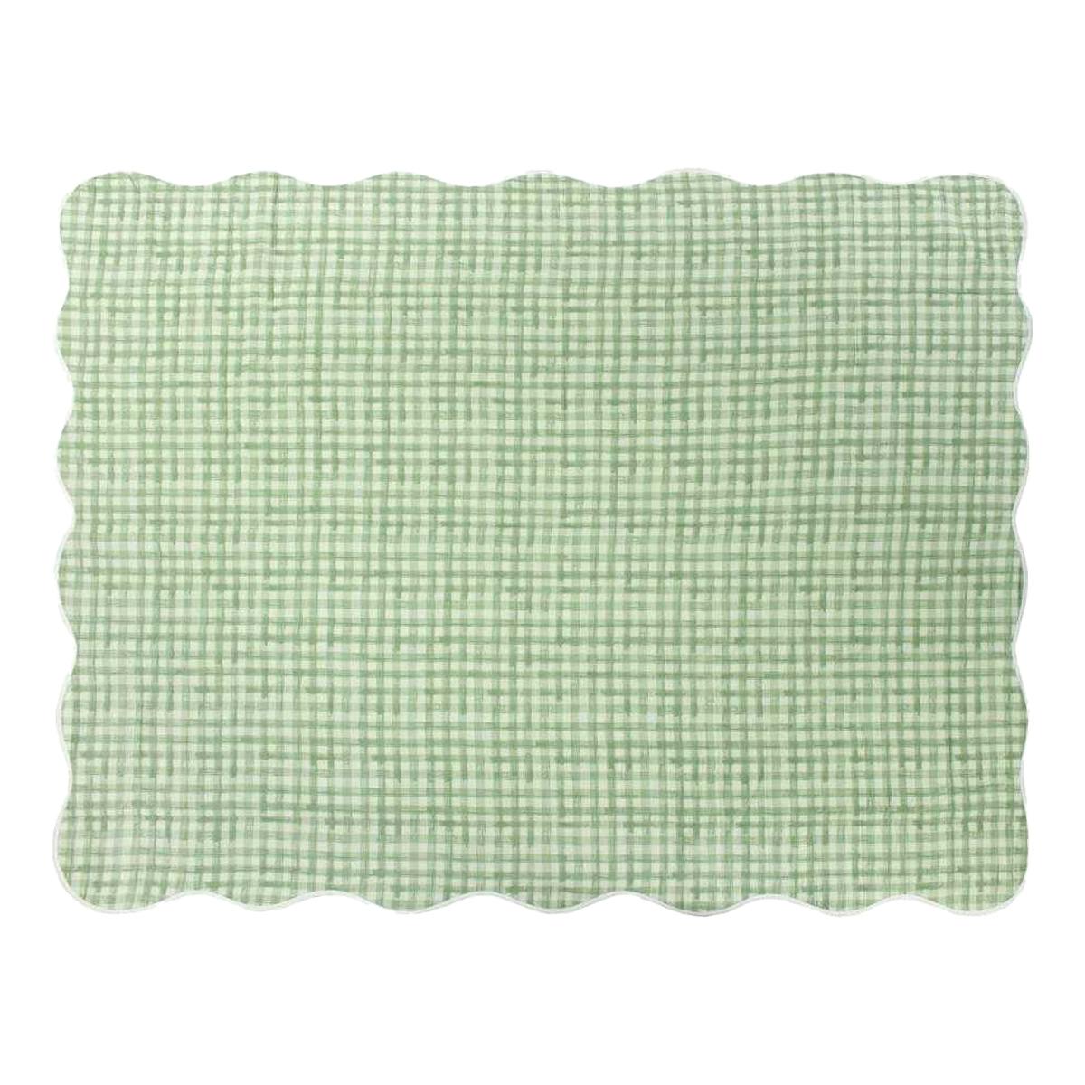 Rackhams Quilted Scalloped Bedspread - Sage - 200Cm X 150Cm - Sage - 100% Mixed