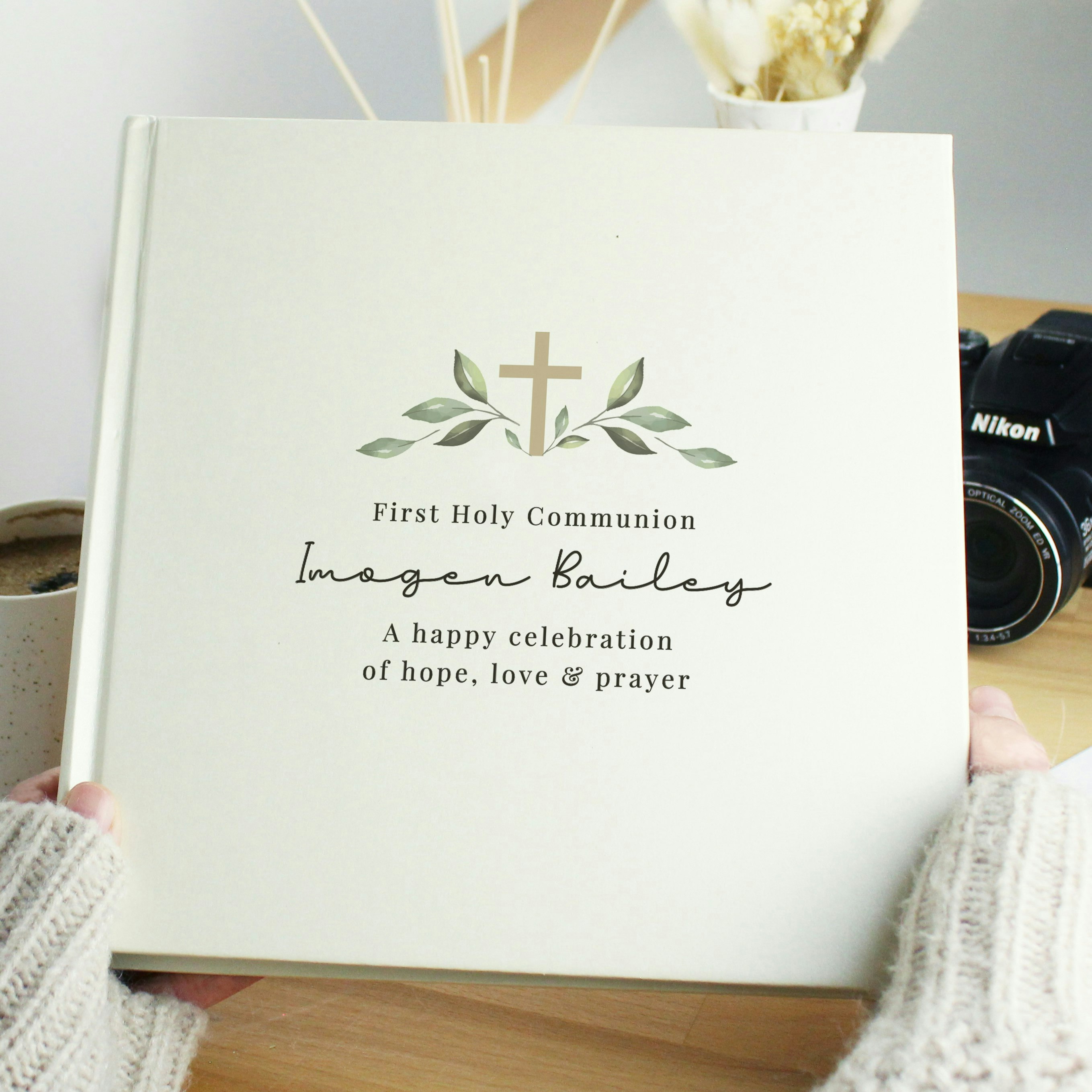 Personalised Memento Company Personalised Religious Cross Square Photo Album
