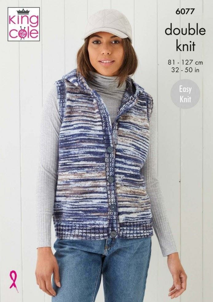 King Cole DK Knitting Pattern - 6077 Ladies Body Warmers - Image 5