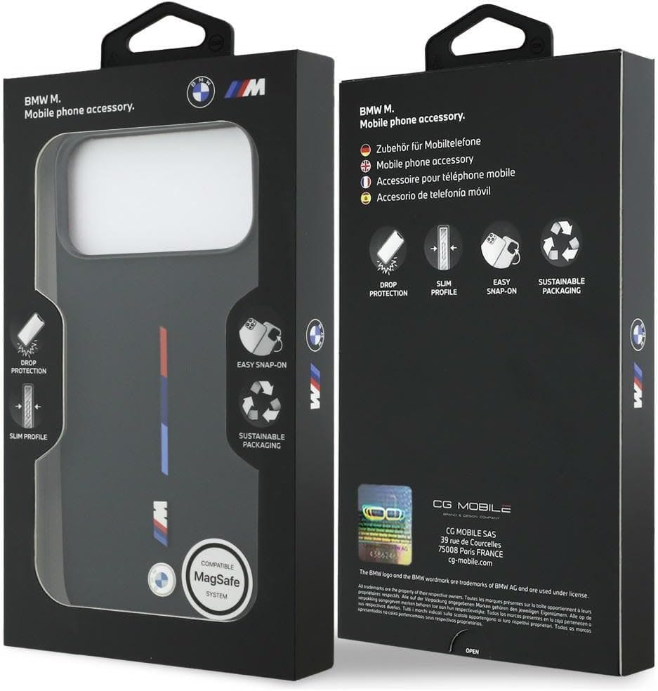 Bmw Black M Series Silicone Tricolor Line Case With Magsafe For Iphone 17 Pro Max 6.9" - Bmhmp17x25sitmik