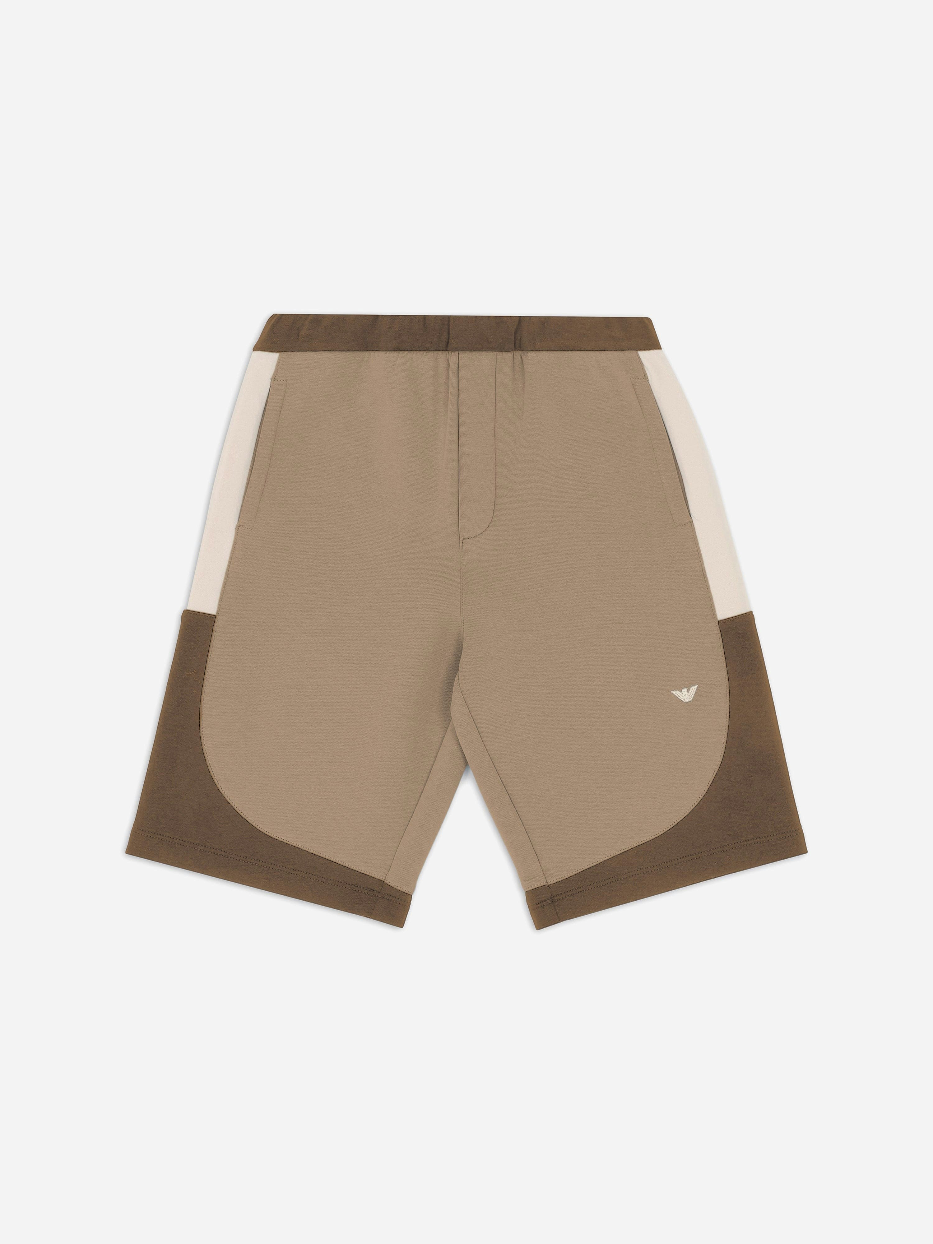 Emporio Armani Boys Brown Colourblock Shorts In - 8 Yrs