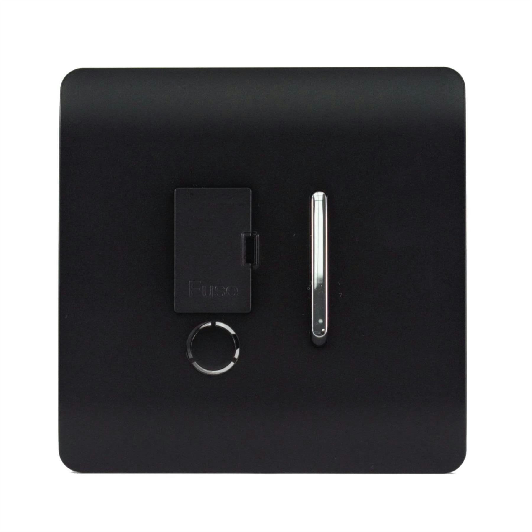 Trendi Switch Screwless Artistic Modern Glossy Tactile 230V Switched 13 A Single Fused Spur Connection Unit w/Flex Outlet Chrome Rocker in Matt Black - Art-FSMBK - Image 5