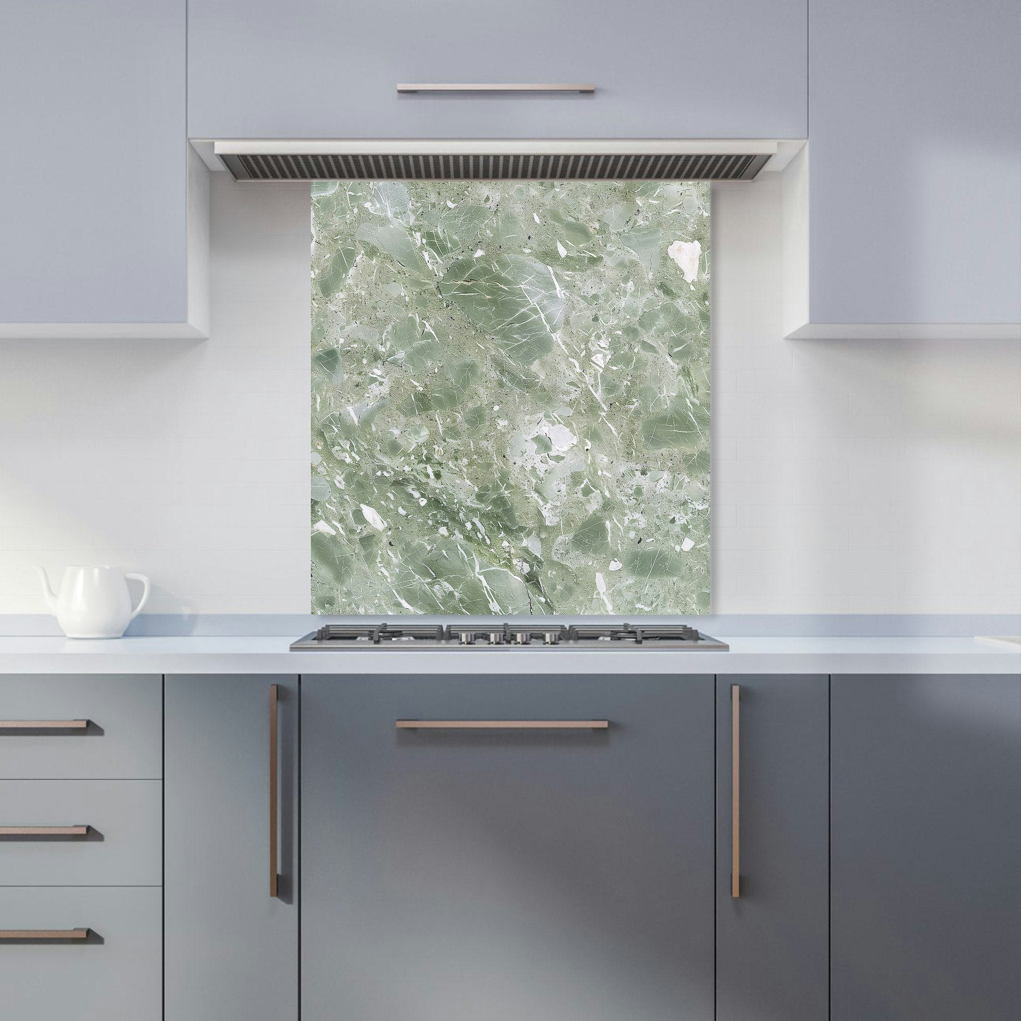 Warren Reed Green - Designer Pale Quartz Effect Kitchen Splashback - W600mm X H650mm