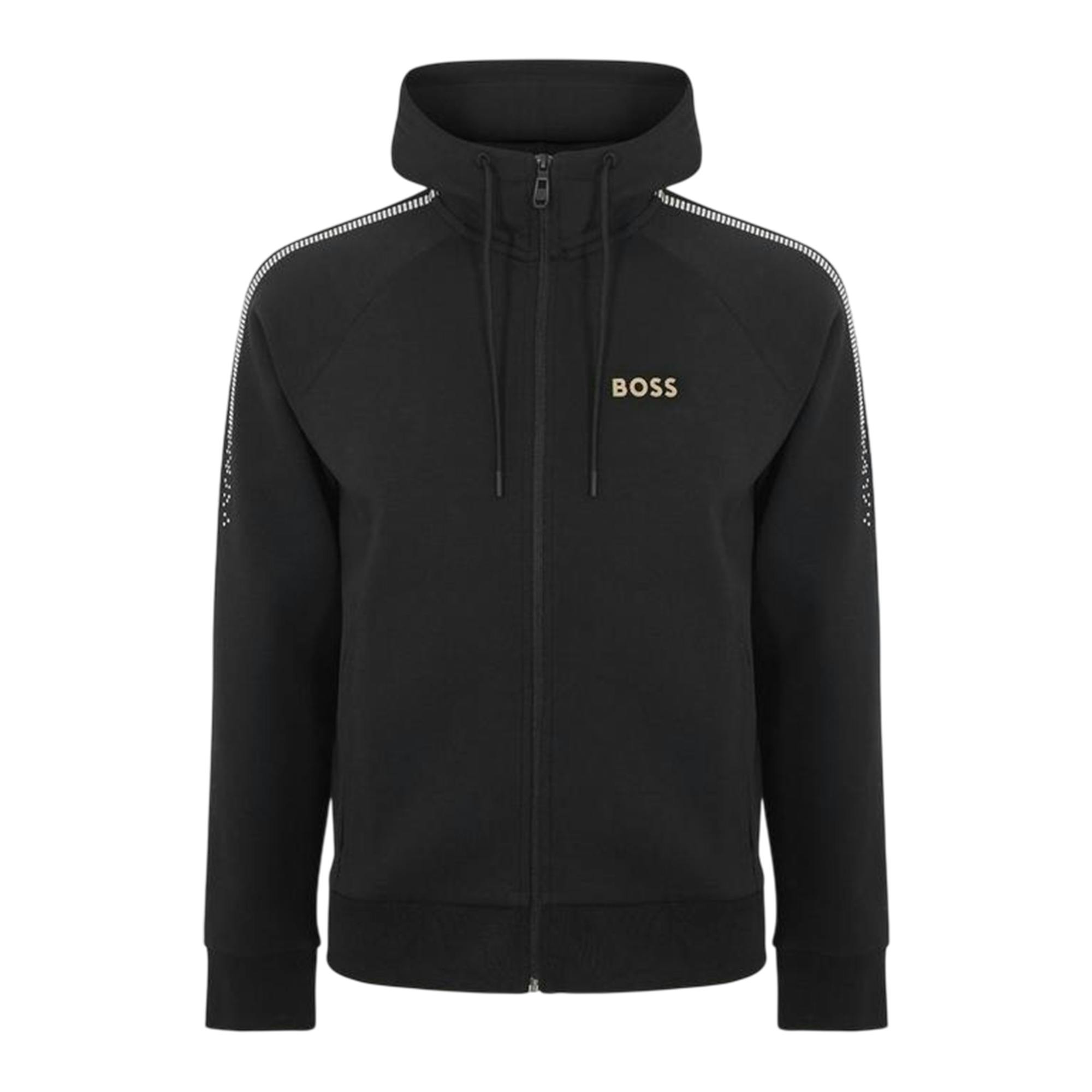 Boss Men's Black Regular Full Zip Hoodie - Xl - 100% Mixed