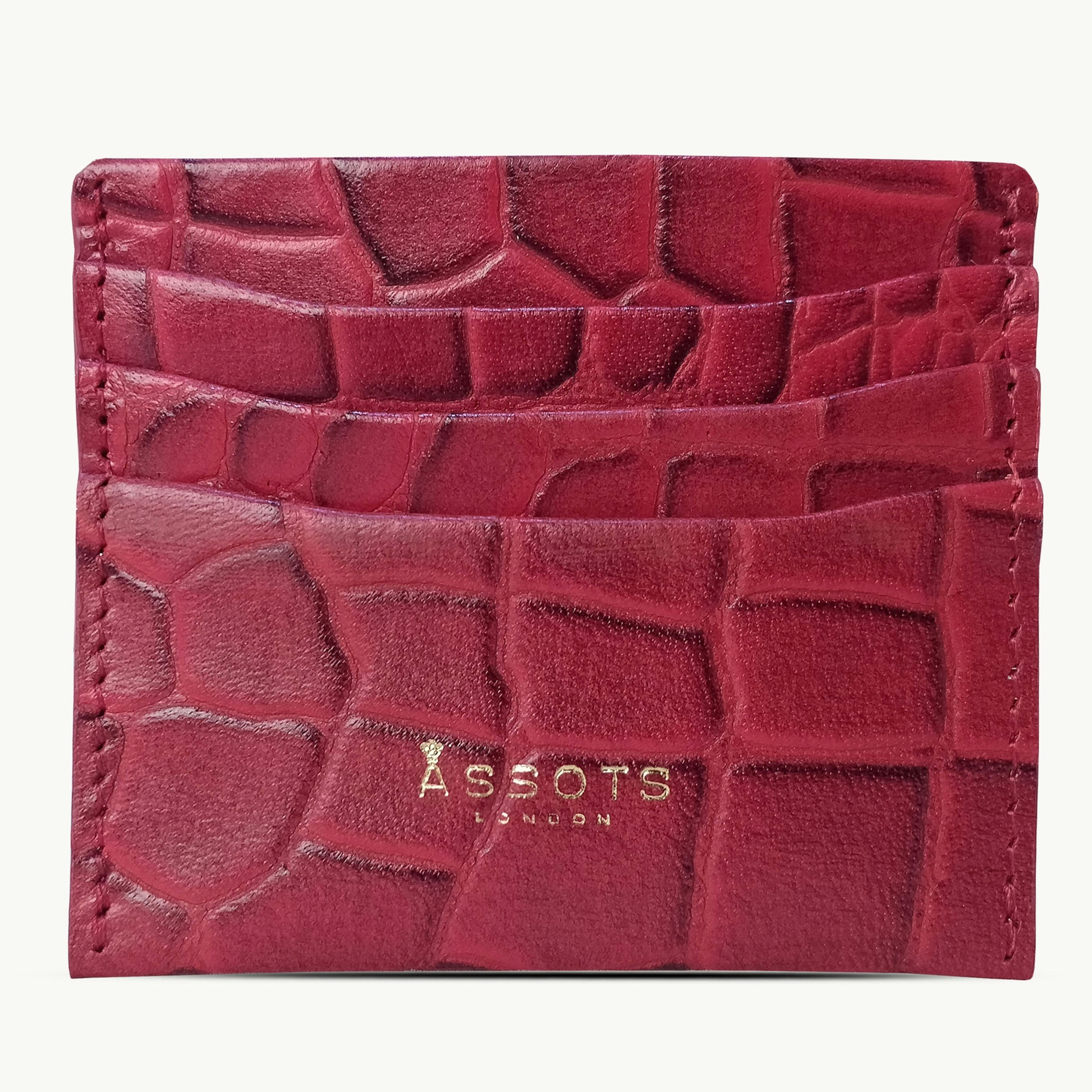Assots London Red 'Fann' Paprika Vintage Leather Compact Rfid Credit Card Holder