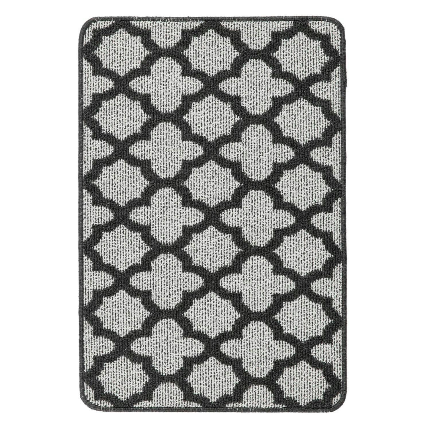 Rackhams Dark/Grey Moroccan Washable Mat And Runner - 50X75 Cm