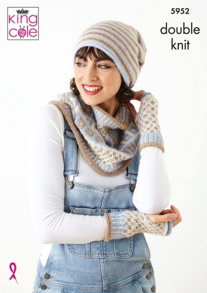 King Cole Women's Baby Alpaca Dk Knitting Pattern 5952, Headwear, Scarves, Wrist Warmers For One Size