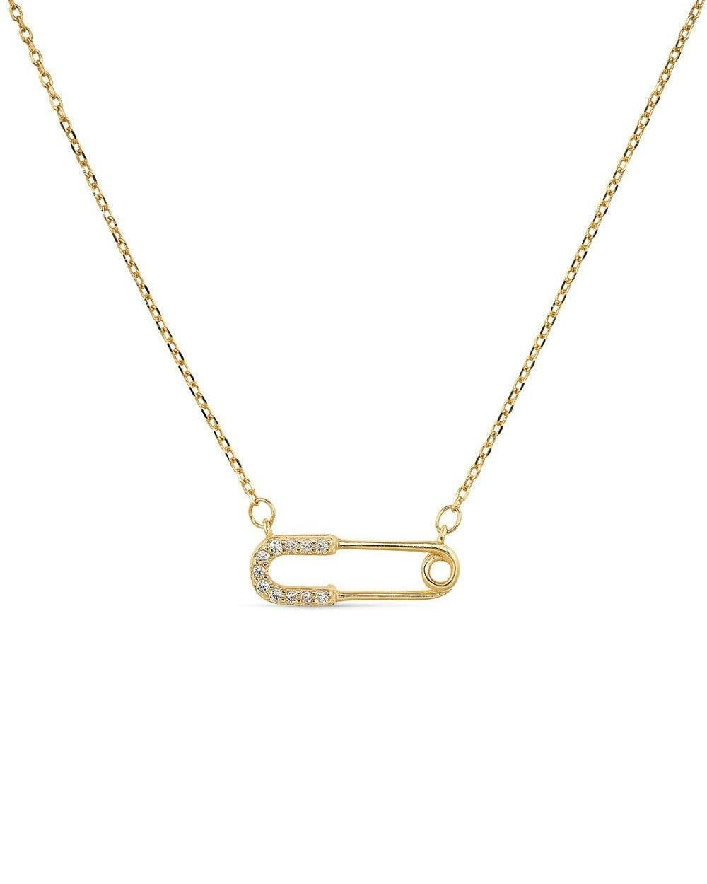 Elk & Bloom Gold Dainty 14K Safety Pin Necklace - No Thank You - Standard Length