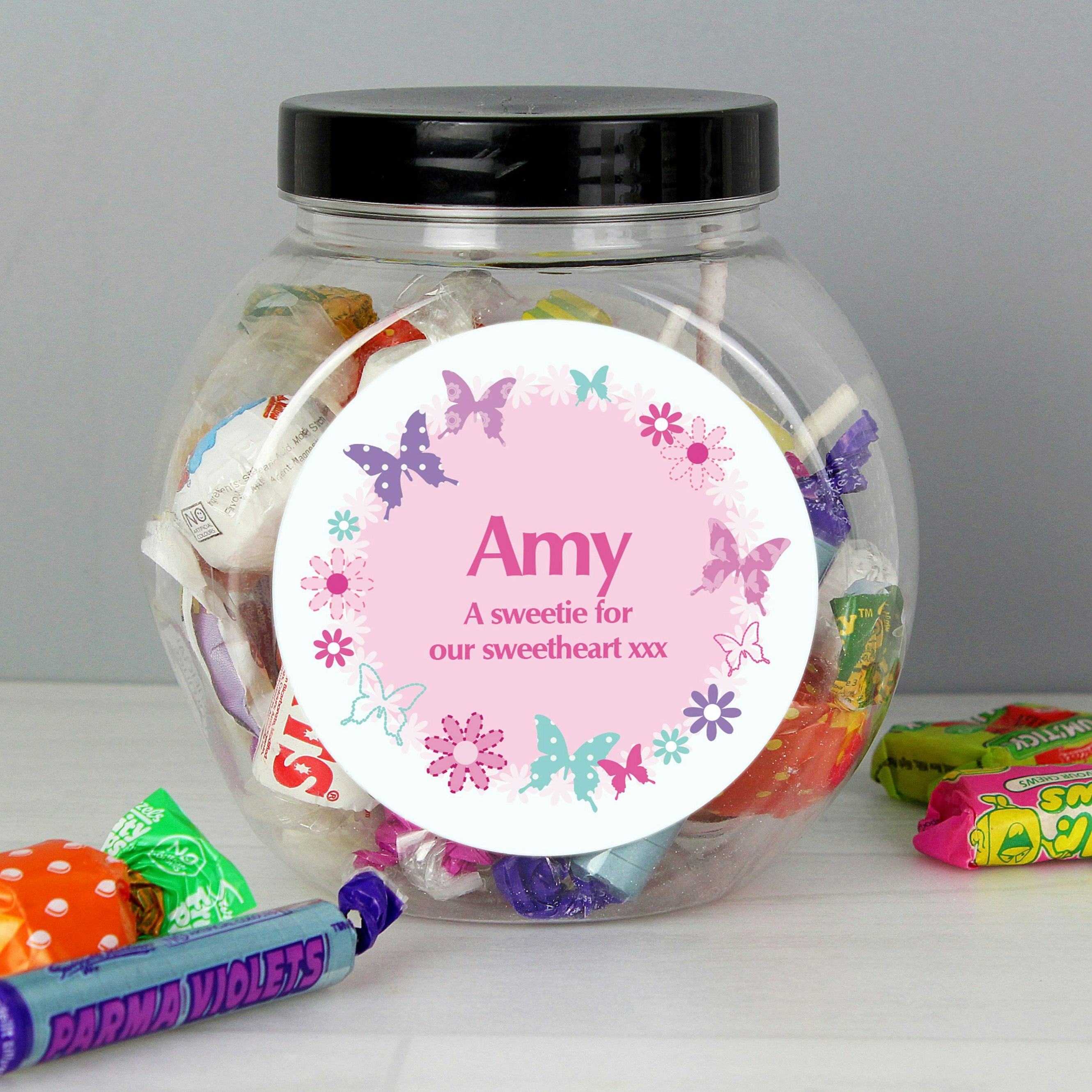 Personalised Memento Company Black Personalised Butterfly Sweets Jar