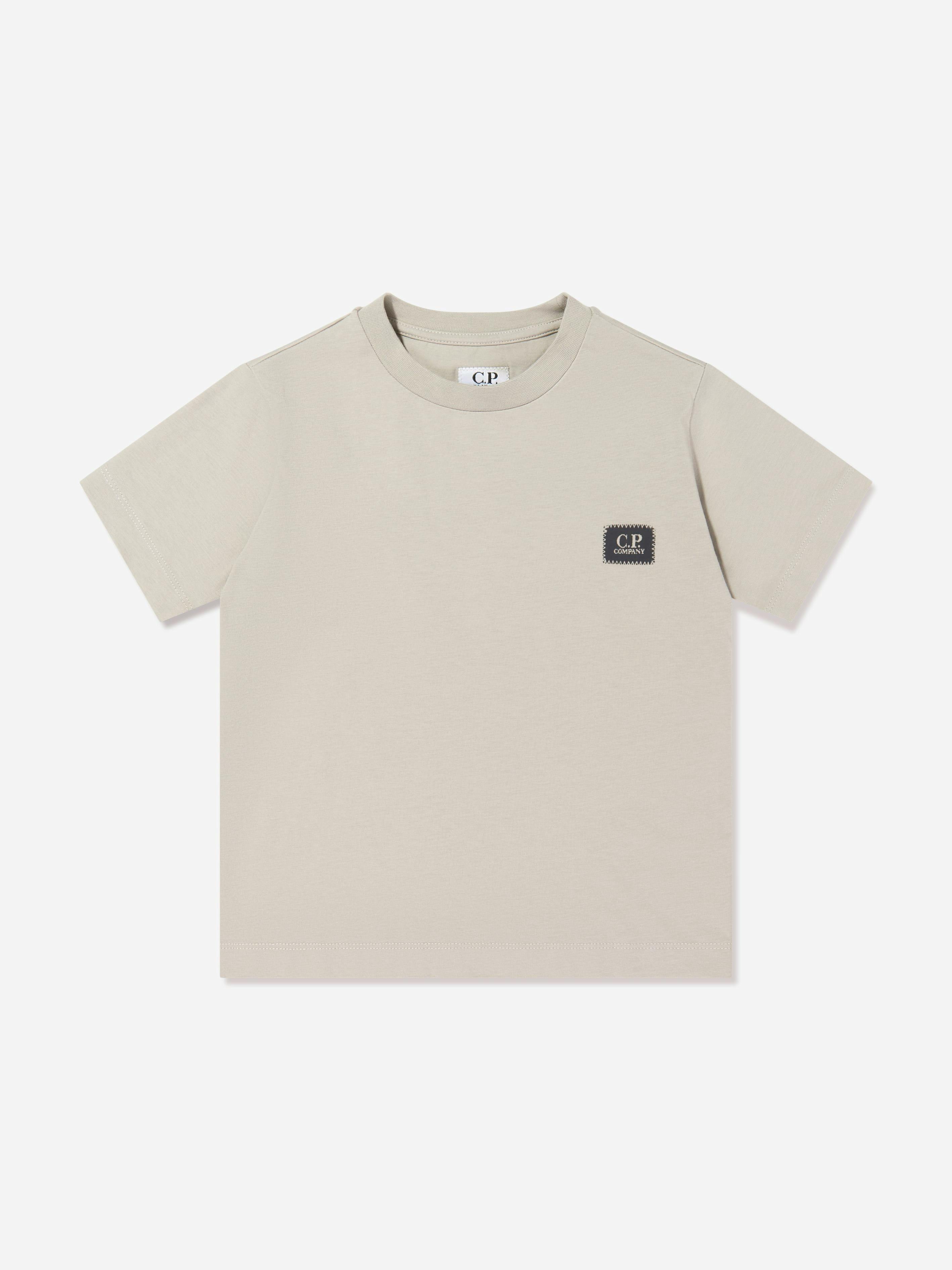 C.p. Company Boys Grey Cotton Jersey Logo Patch T-Shirt In - 10 Yrs