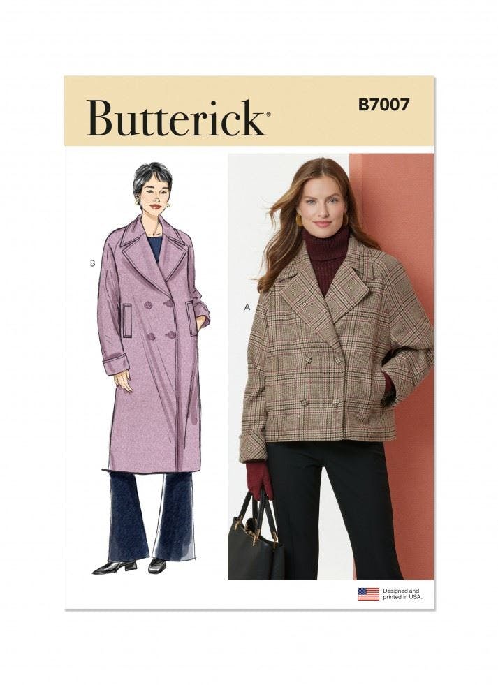 Butterick Women's Sewing Pattern 7007, Jackets, Coats For K5 (8-10-12-14-16) - Intermediate - R5 (14-16-18-20-22)