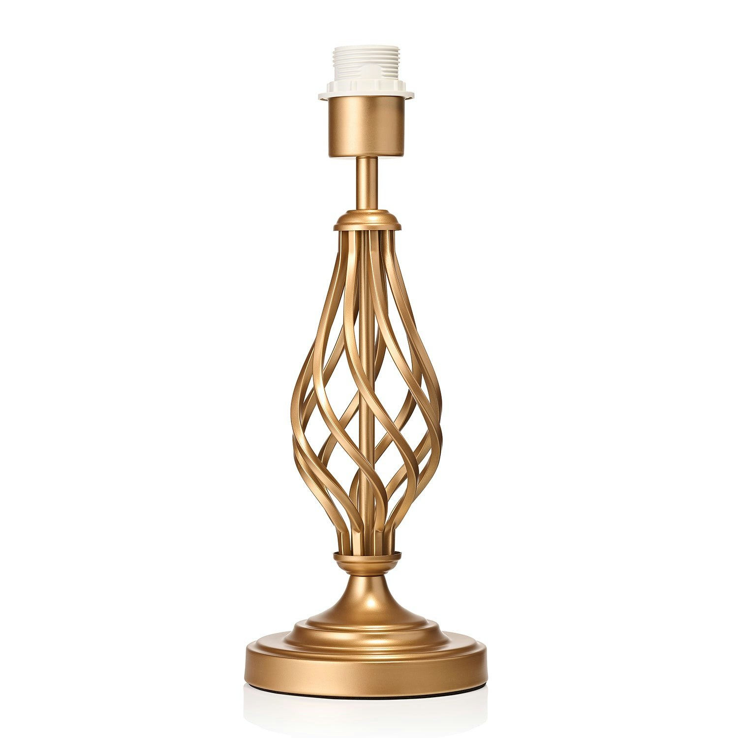 Rackhams Gold Traditional Sleek Satin Brass Table Lamp Base With Twist Metal Stem Design