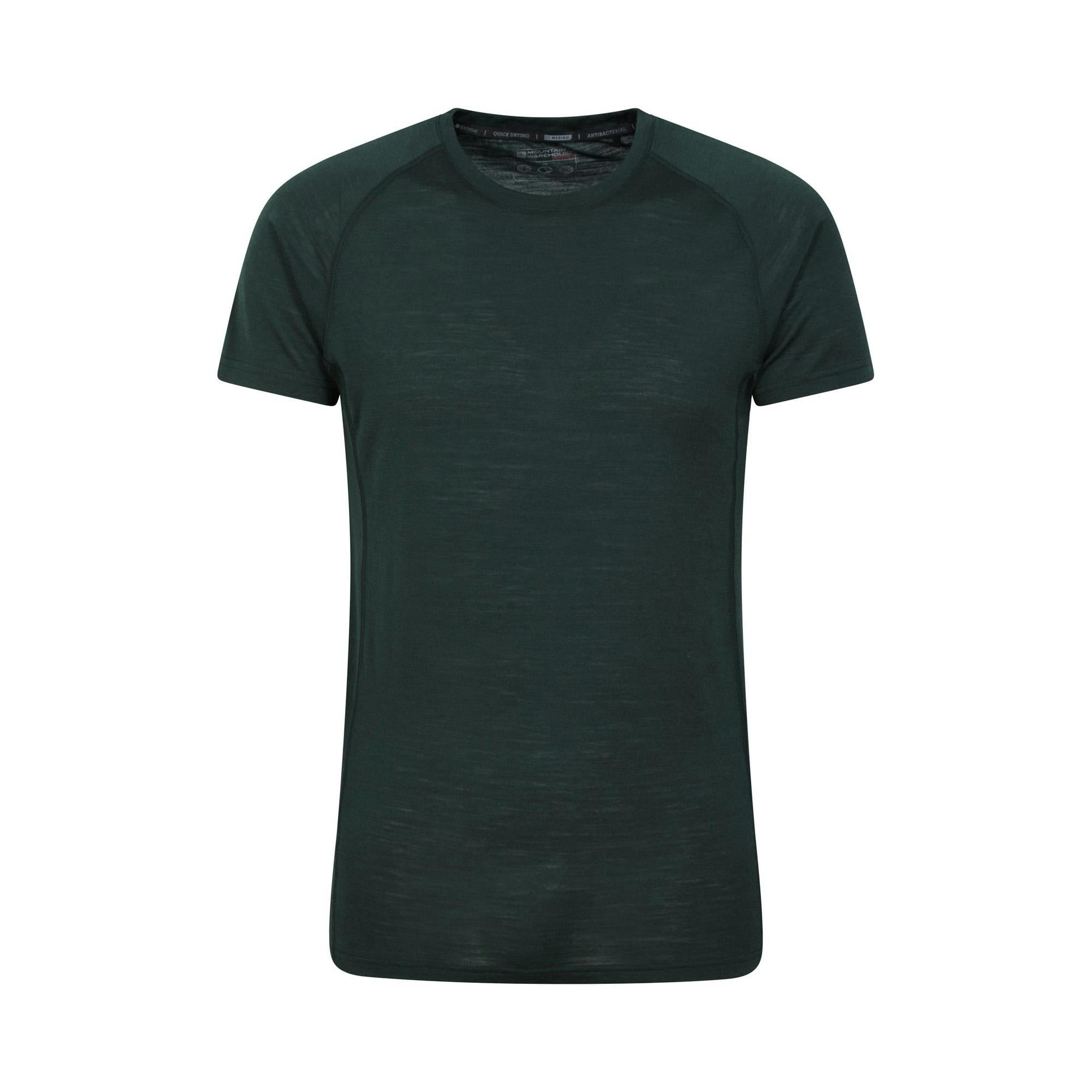 Mountain Warehouse Men's Green Summit Ii Base Layer Top - Xxs - 50% Merino Wool/50% Polyester