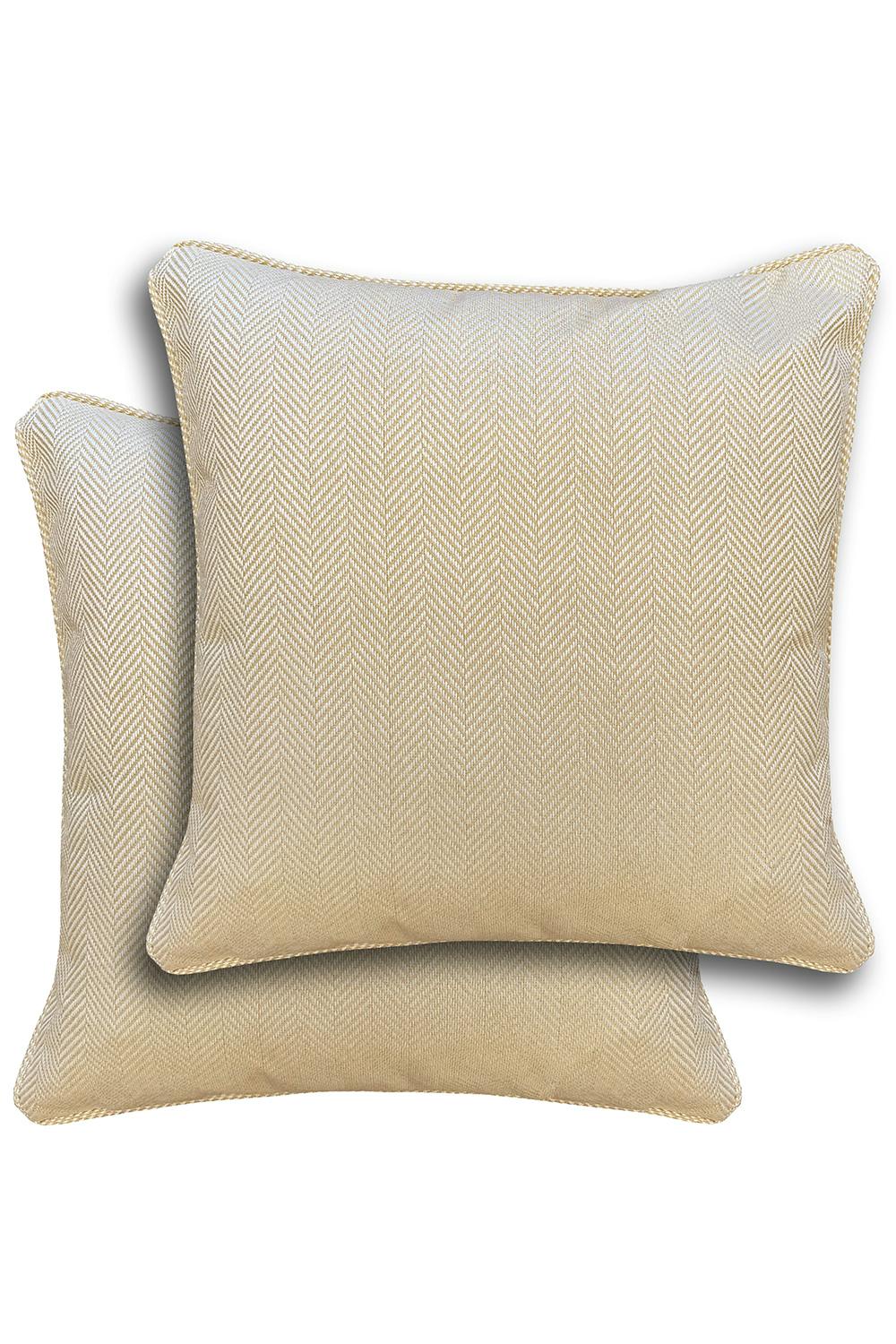 Enhanced Living Grey Pair Of Chester Double Sided Zip Opening Cushion Covers - Cases Only - Natural