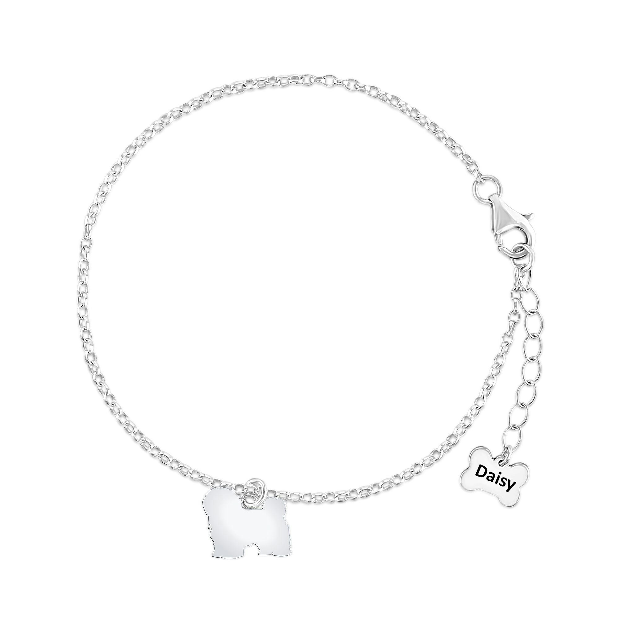 Mylee London Silver Coton De Tulear Silhouette Chain Bracelet - Personalised - No