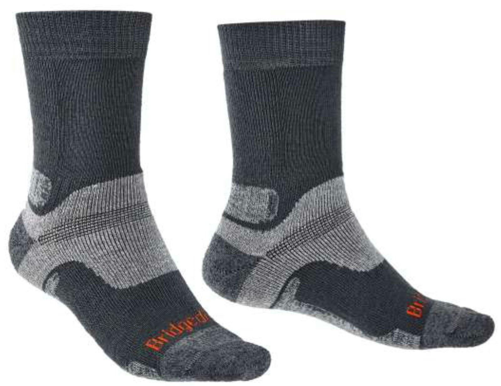 Bridgedale Men's Grey Socks Midweight Merino Performance Hiking Socks {Br-710169} - Gunmetal - Large
