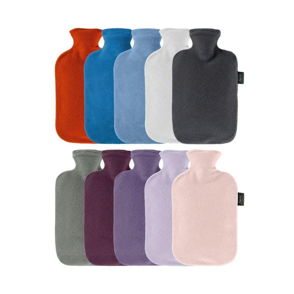 Fashy 2 Litre Hot Water Bottles With Fleece Cover - Assorted Pack Of 10
