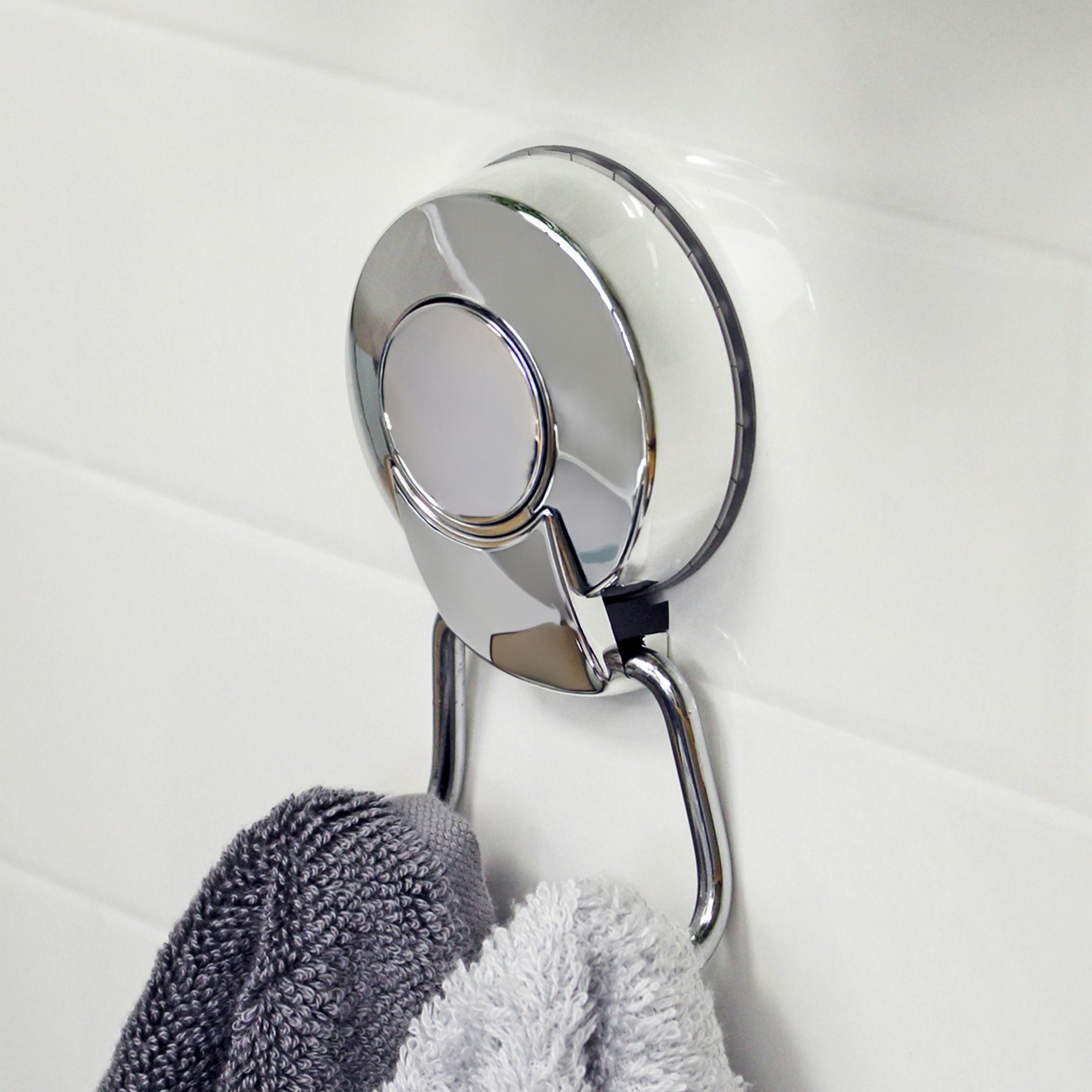 Showerdrape Red Suctionloc Chrome Stainless Steel Suction Wall Mounted Robe Hook